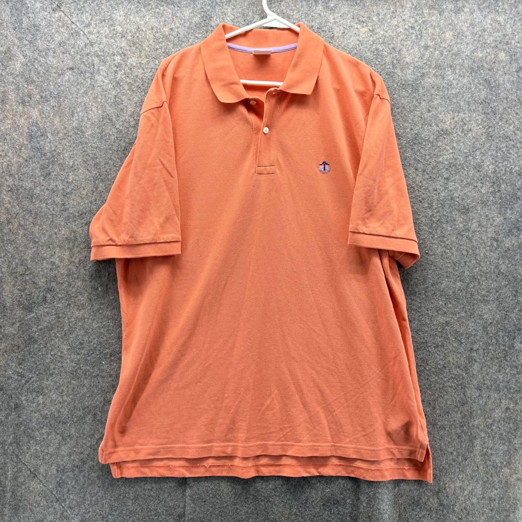 Brooks Brothers Brooks Brothers Polo Shirt Men XL Orange Solid Short Sleeve Button Collared Logo Shirt Length 32 in Size US XL / EU 56 / 4 - 2 Thumbnail