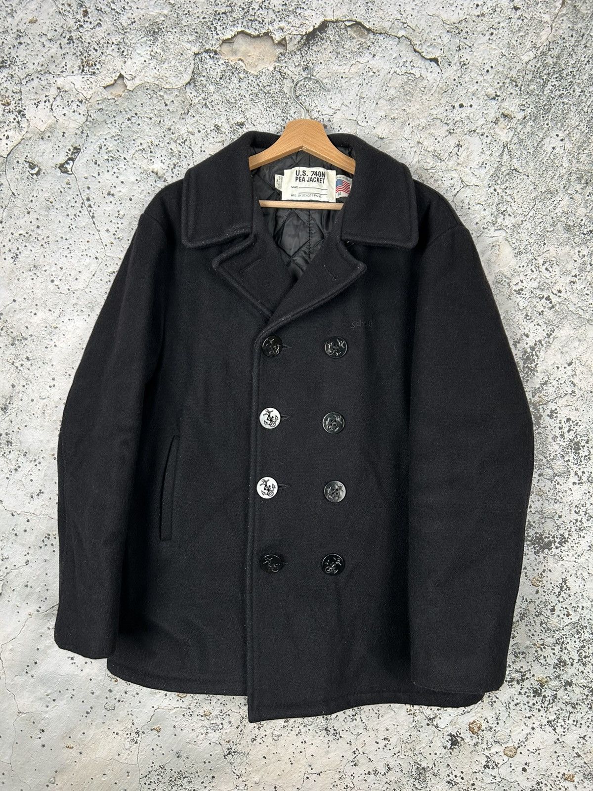 Other Vintage Schott US 740N Pea Jacket Made in USA Military 90s Size US XL / EU 56 / 4 - 1 Thumbnail
