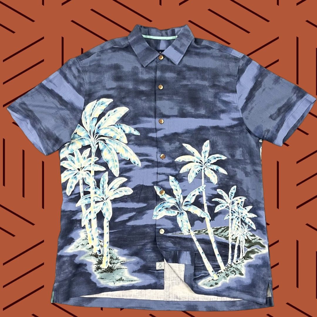 Tommy Bahama TOMMY BAHAMA Shirt Men L Blue Palm Trees 100% Silk Hawaiian Resort Button Up Regular Fit Short Sleeve Size US L / EU 52-54 / 3 - 1 Thumbnail