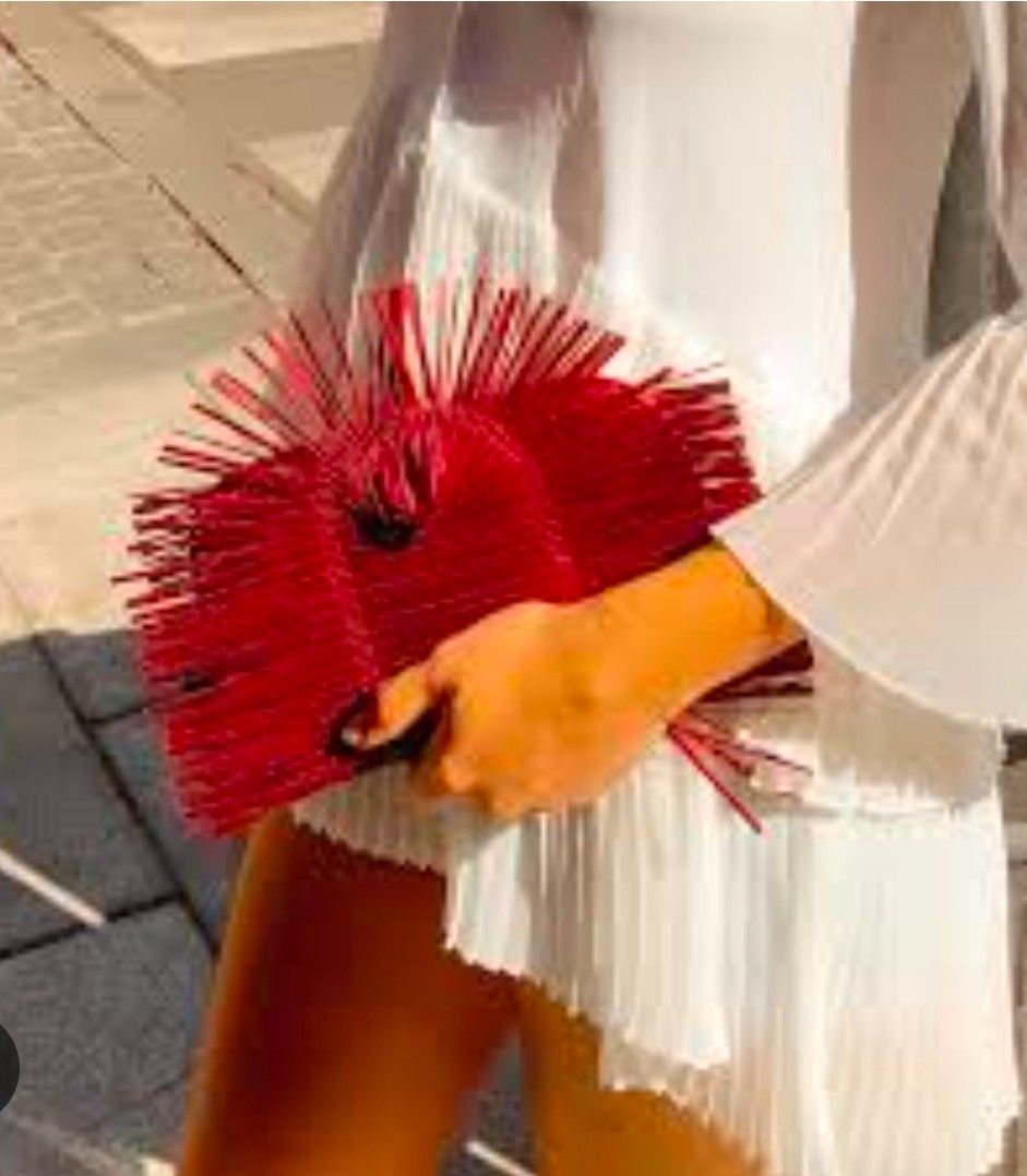 Other Alexandra Tsoukala Red Pleated Satin Fringe Clutch Bag Size ONE SIZE - 2 Thumbnail