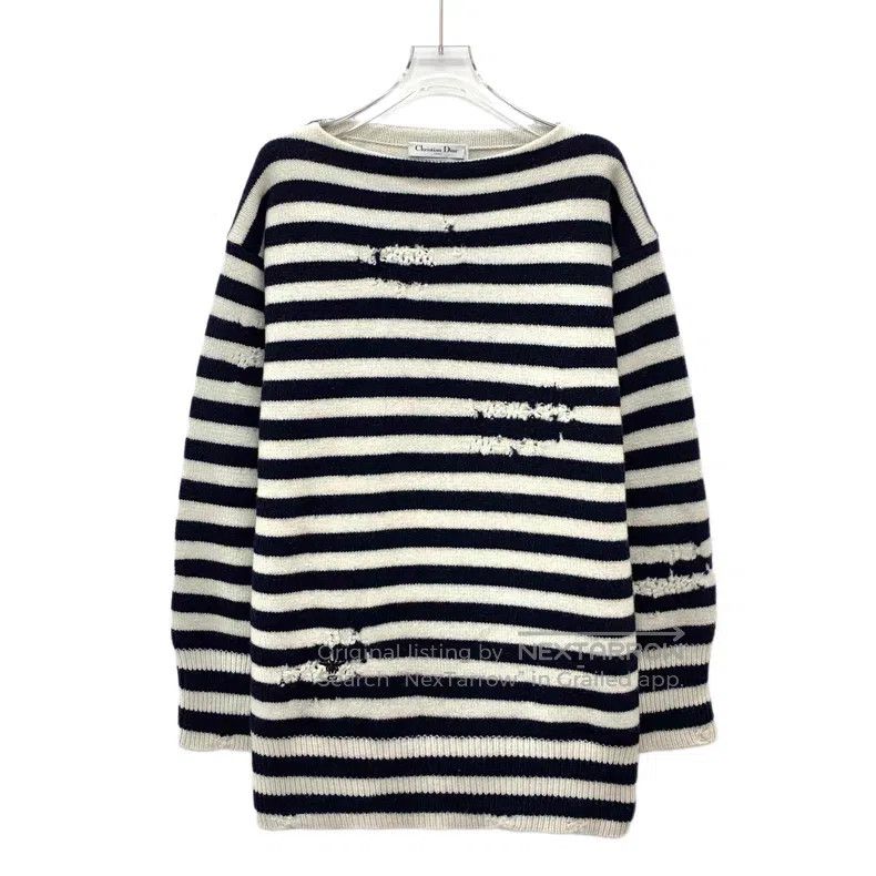 Dior Colour-blocked bee embroidery stripes destroy old woo