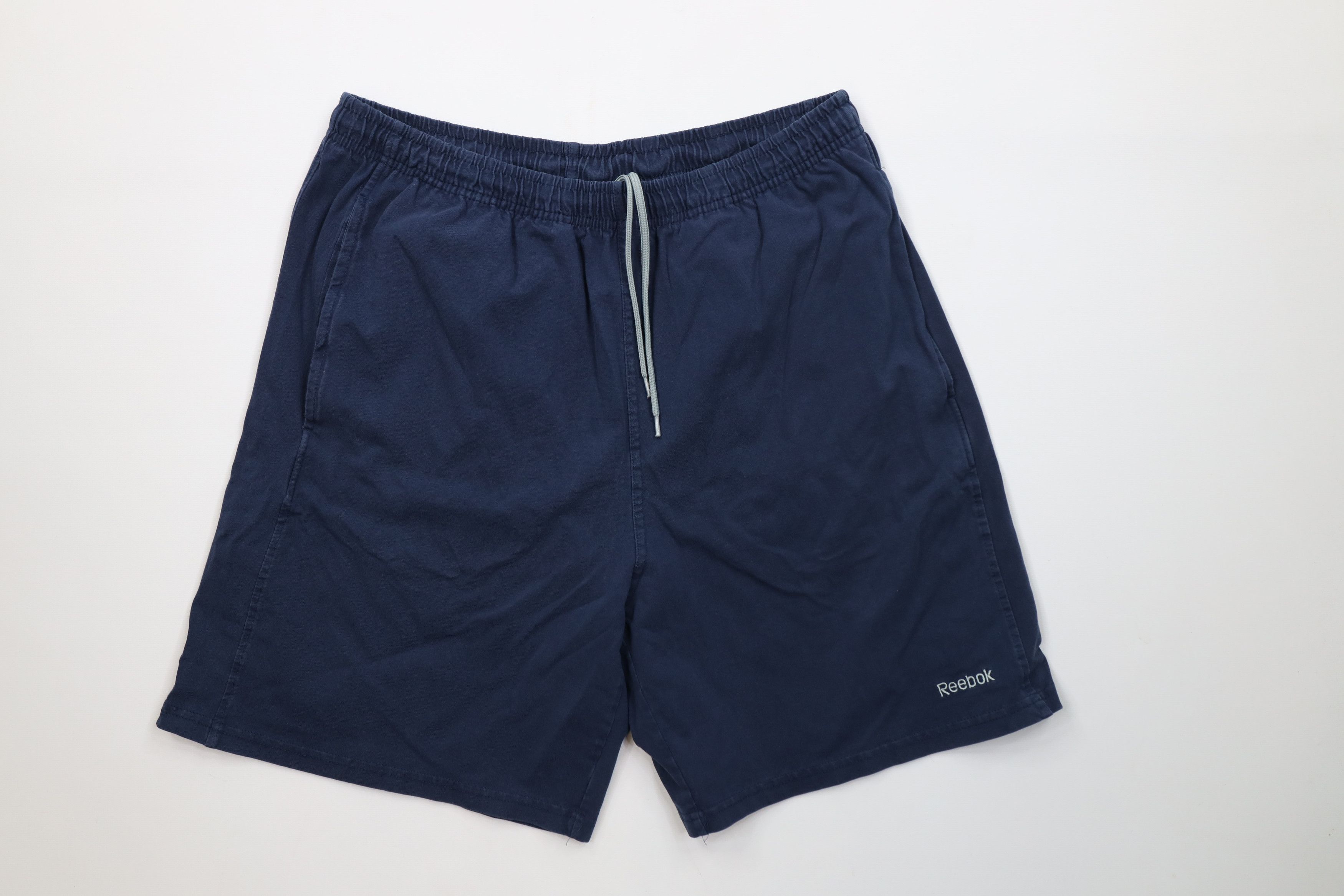 Reebok Vintage Reebok Faded Spell Out Above Knee Shorts Navy Blue Size US 32 / EU 48 - 1 Thumbnail