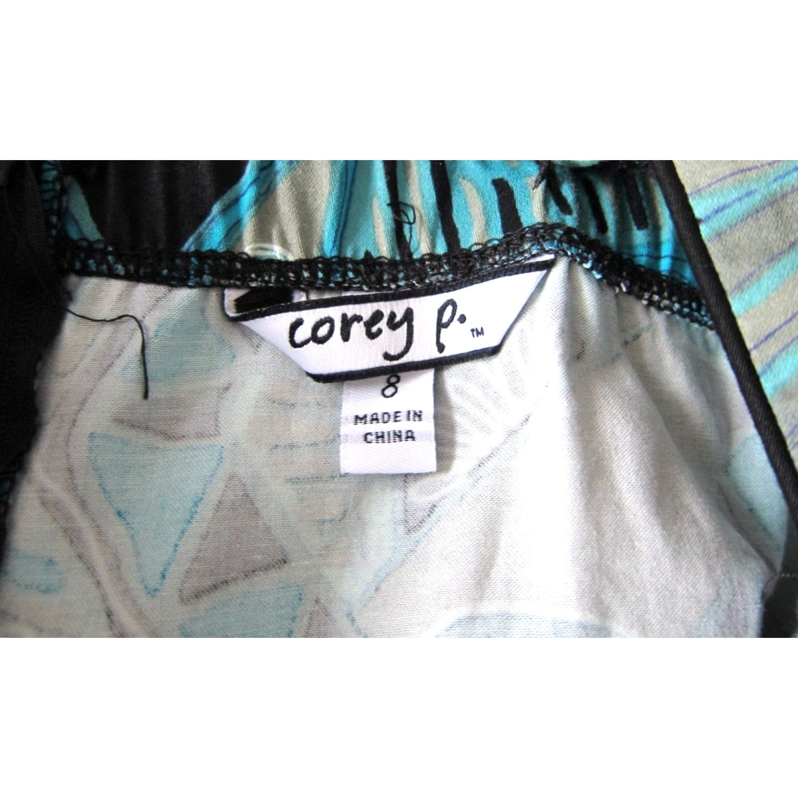 Vintage Corey P. Blue Black Floral Tank Dress 8 Sun Dress Knee Length Pockets Back Crisscross Empire Waist 8 Womens Vintage Size M / US 6-8 / IT 42-44 - 3 Thumbnail
