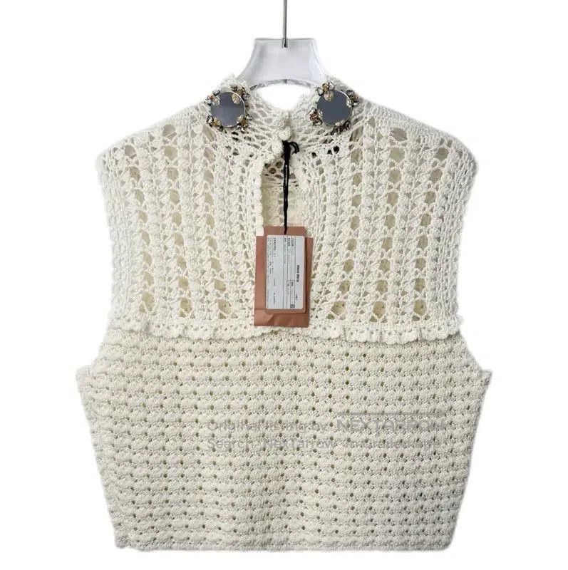 Miu Miu Miu Miu White Cotton Blend Sweater . Size L / US 10 / IT 46 - 2 Thumbnail