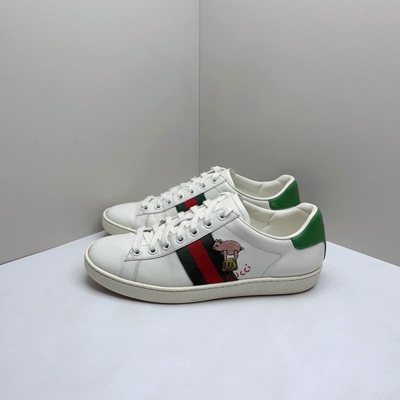 Gucci Gucci Ace Leather Sneakers with Cat Motif 0079 Size US 6.5 / IT 36.5 - 1 Thumbnail