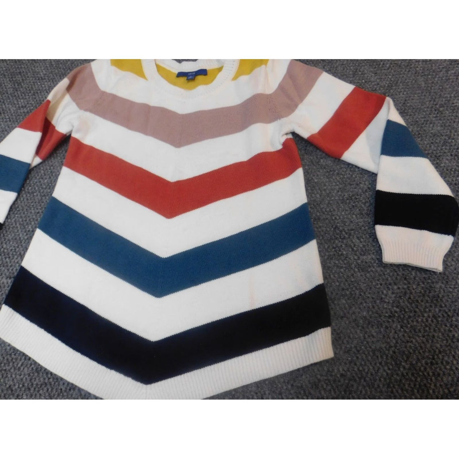Apt. 9 Apt 9 Womens Sweater M Pullover White Striped Open-Knit Raglan Sleeve Crew Neck Stretch Button Regular Women Mens? Size M / US 6-8 / IT 42-44 - 2 Thumbnail