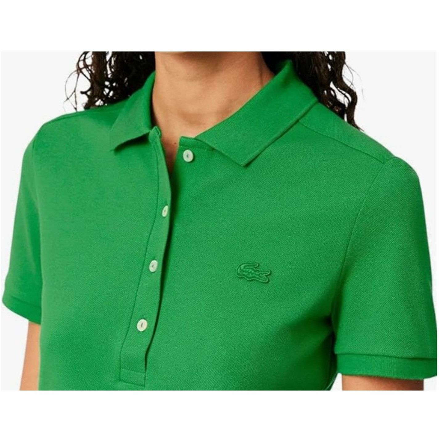 Lacoste Lacoste Women's Slim Fit Stretch Mini Pique Polo Green 10 Size L / US 10 / IT 46 - 4 Thumbnail
