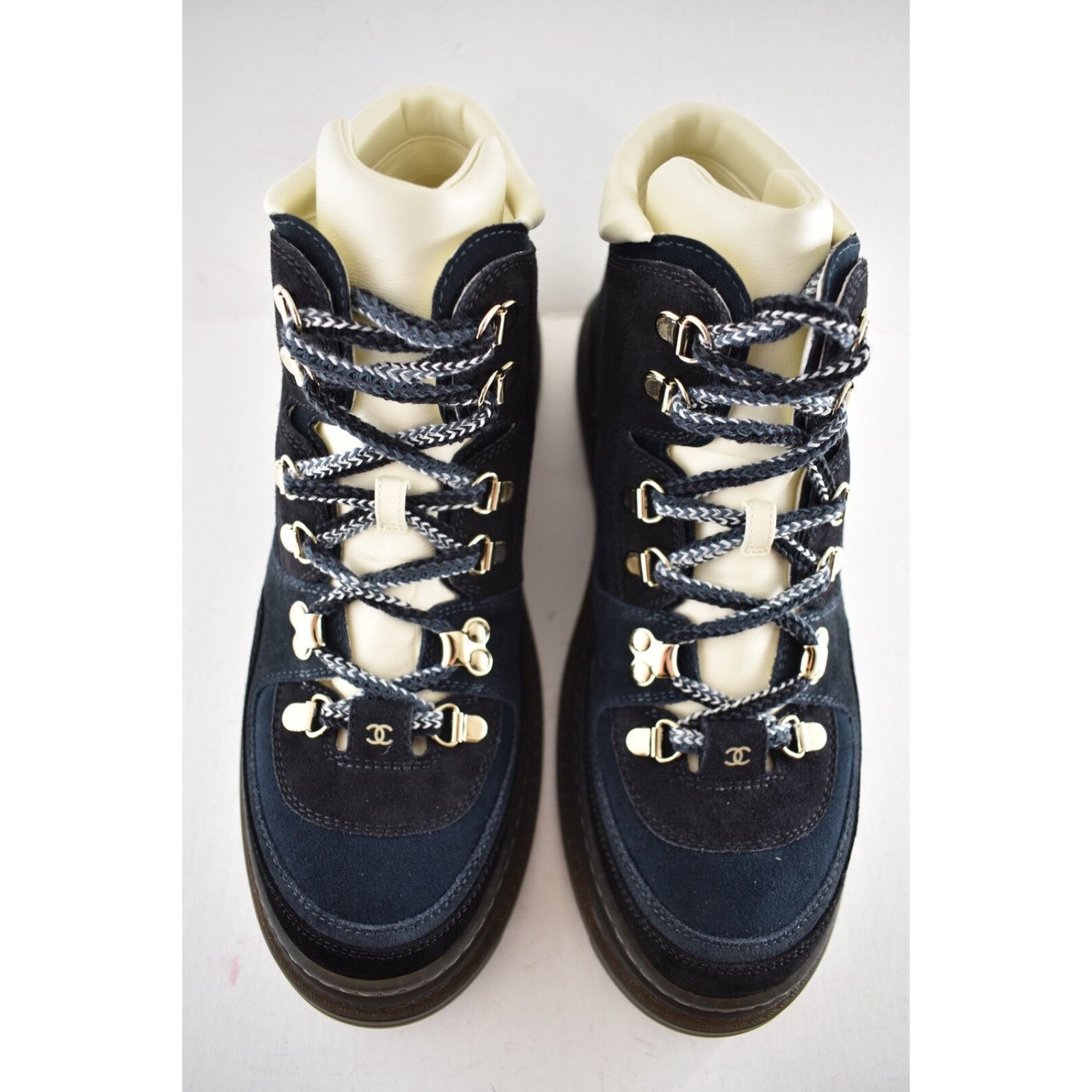 Chanel Chanel 23C Blue Black CC Combat Lace Up Tie Ankle Short Size US 12 / IT 42 - 8 Thumbnail