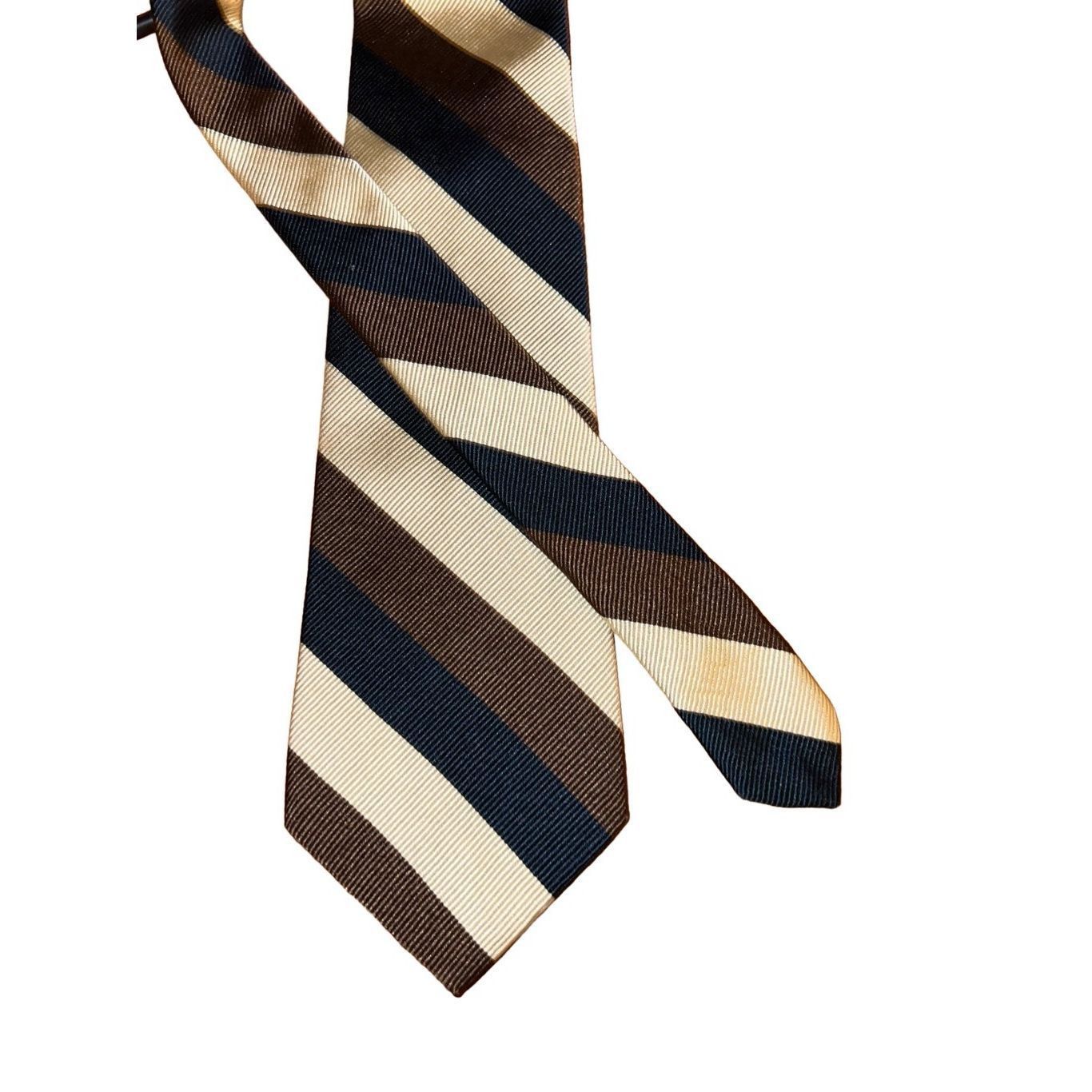 Faconnable Faconnable Brown, Tan, & Black Striped Handmade in France Ne Size ONE SIZE - 1 Thumbnail
