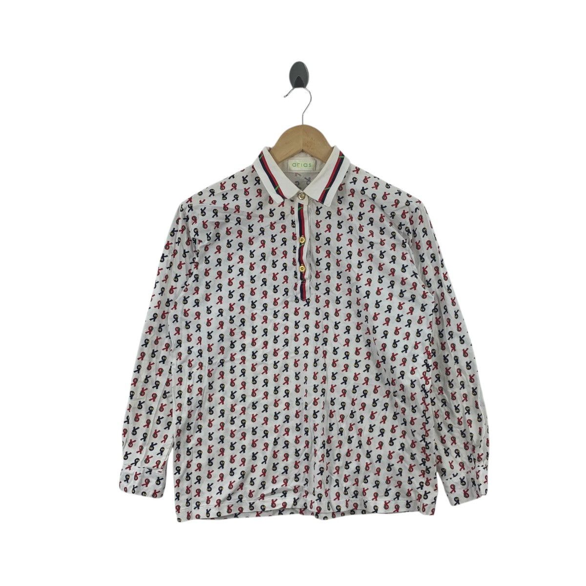 Vintage Vintage ARIAS PARIS Monogram Over Print AOP Polo Tee Shirt Size S / US 4 / IT 40 - 1 Thumbnail