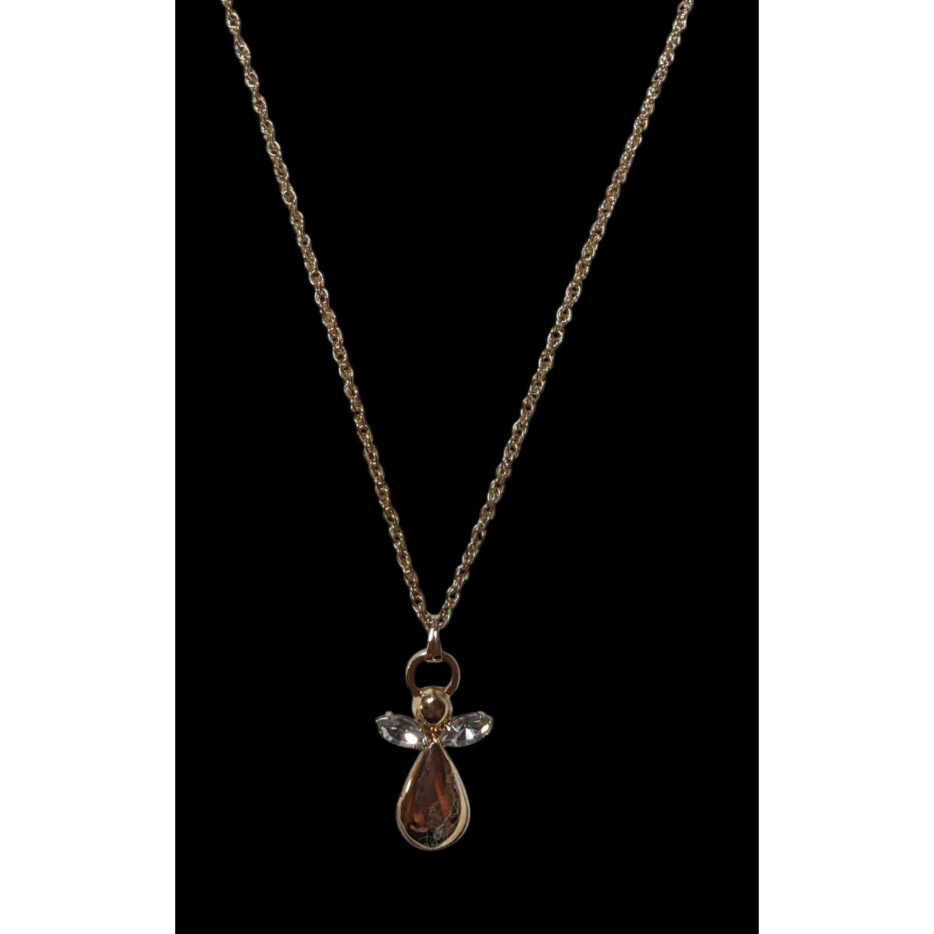 Other Gold Tone Gemmed Angel Pendant Necklace With Faux Pearl Exte Size ONE SIZE - 3 Thumbnail