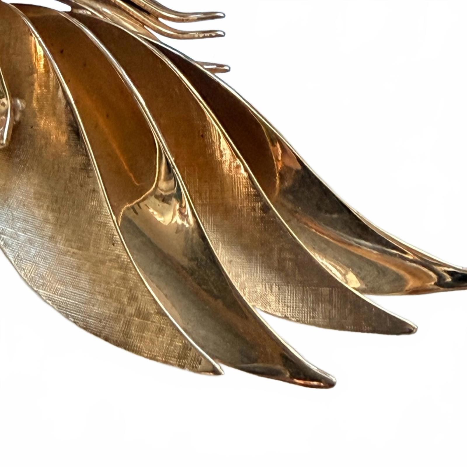 Other Vintage Mid Century Gold Tone Leaf Brooch Statement Pin Size ONE SIZE - 4 Thumbnail
