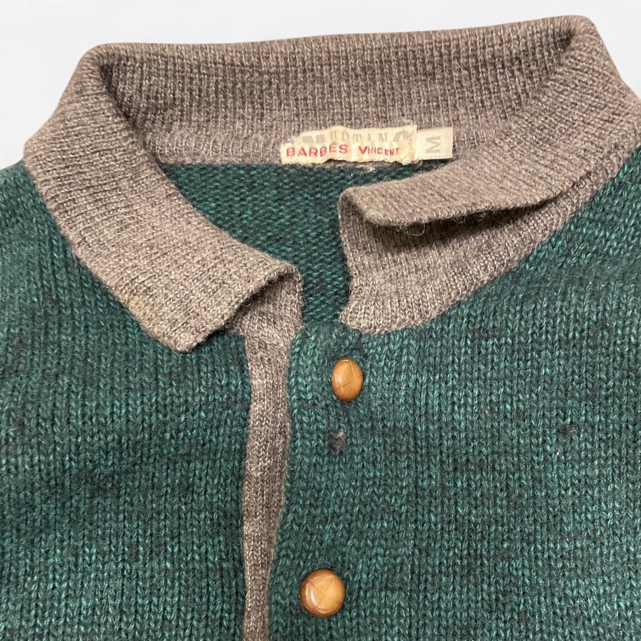 Other Vintage Mustang green & grey wool quarter button up sweater Size US M / EU 48-50 / 2 - 3 Thumbnail