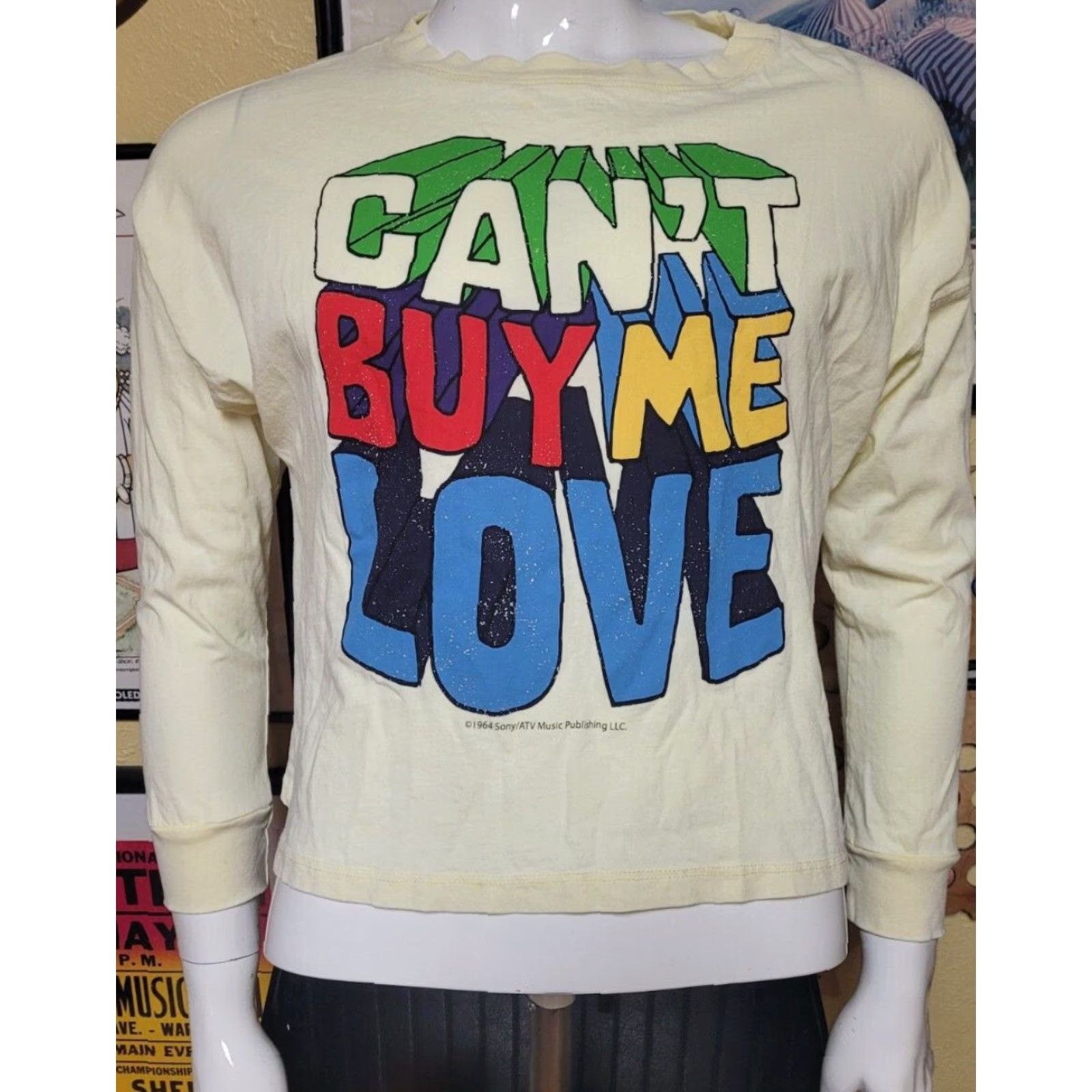 Vintage VINTAGE Womens The Beatles Can't Buy Me Love Long Sleeve T Shirt M Ivory Lennon McCartney Size M / US 6-8 / IT 42-44 - 2 Thumbnail