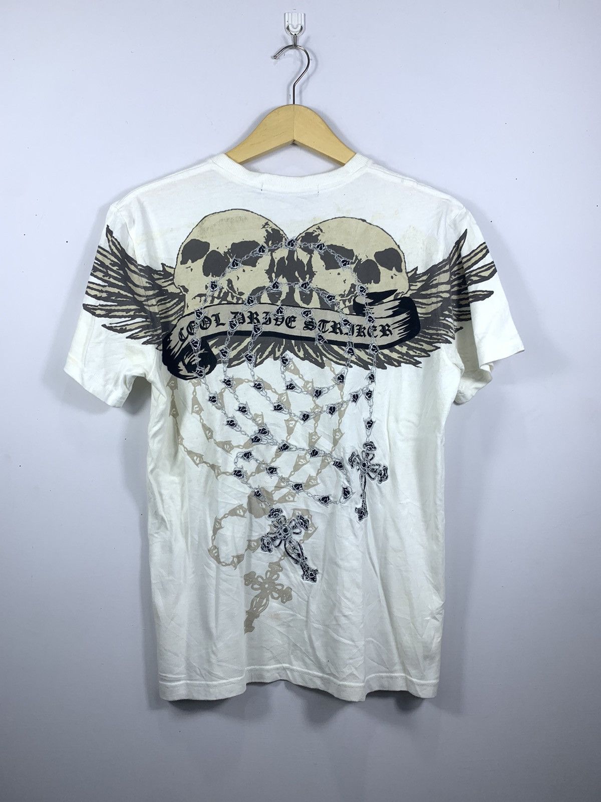 image of 14Th Addiction x Kmrii Japanese Cool Driver Striker Skull Cross in White, Men's (Size Medium)