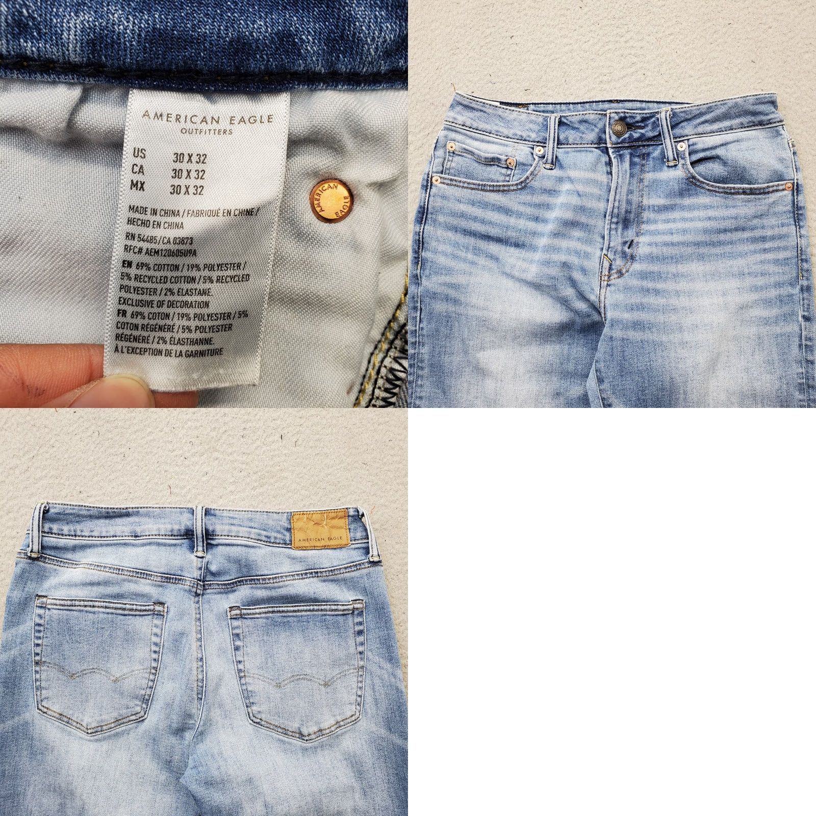 American Eagle Outfitters American Eagle Jeans Mens 30x32 Blue Denim AirFlex+ Temp Tech Comfort Skinny Leg Shirt Size US 30 / EU 46 - 8 Thumbnail