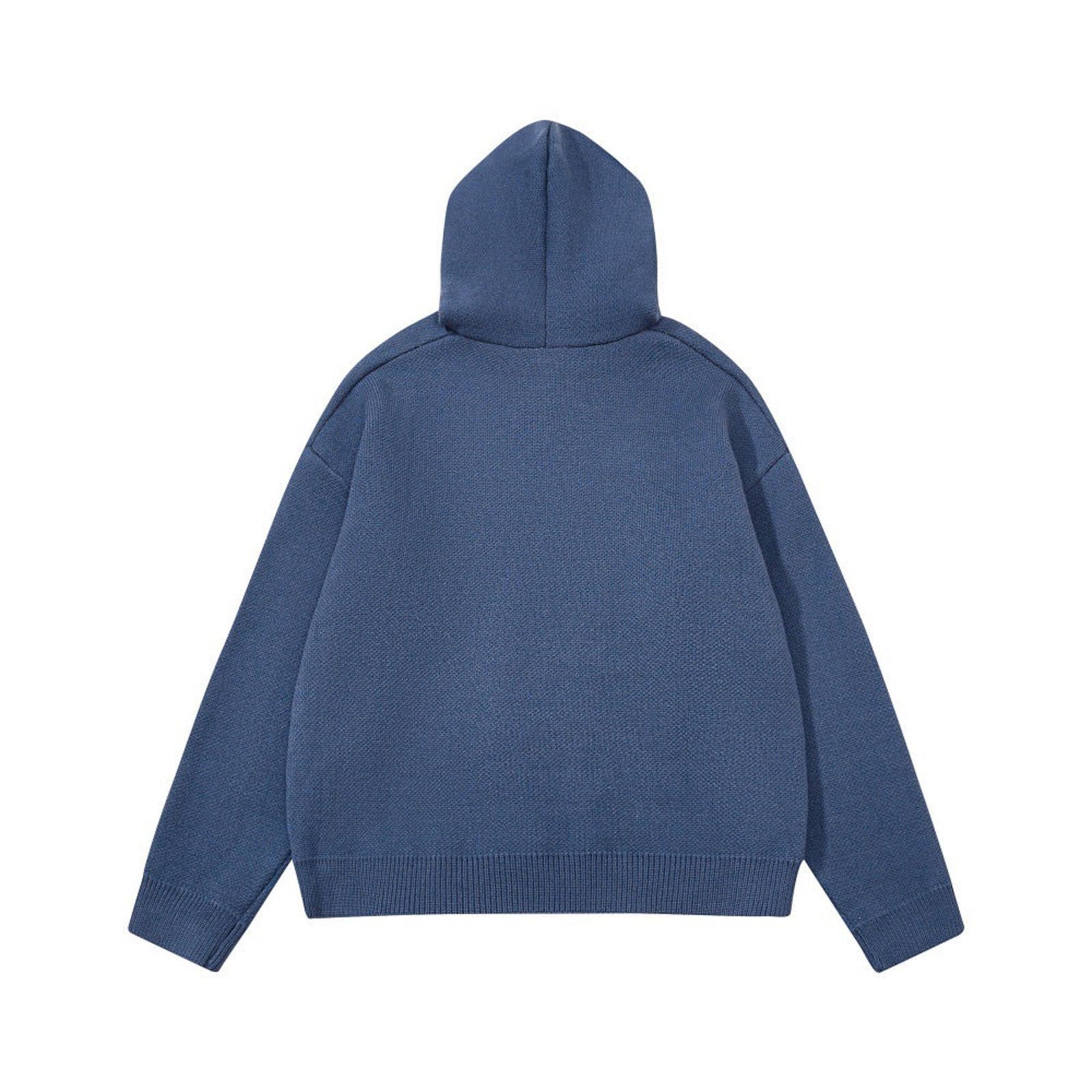 Japanese Brand Blue Knit Hooded Sweater with Horse and Stripe Design Size US M / EU 48-50 / 2 - 2 Thumbnail
