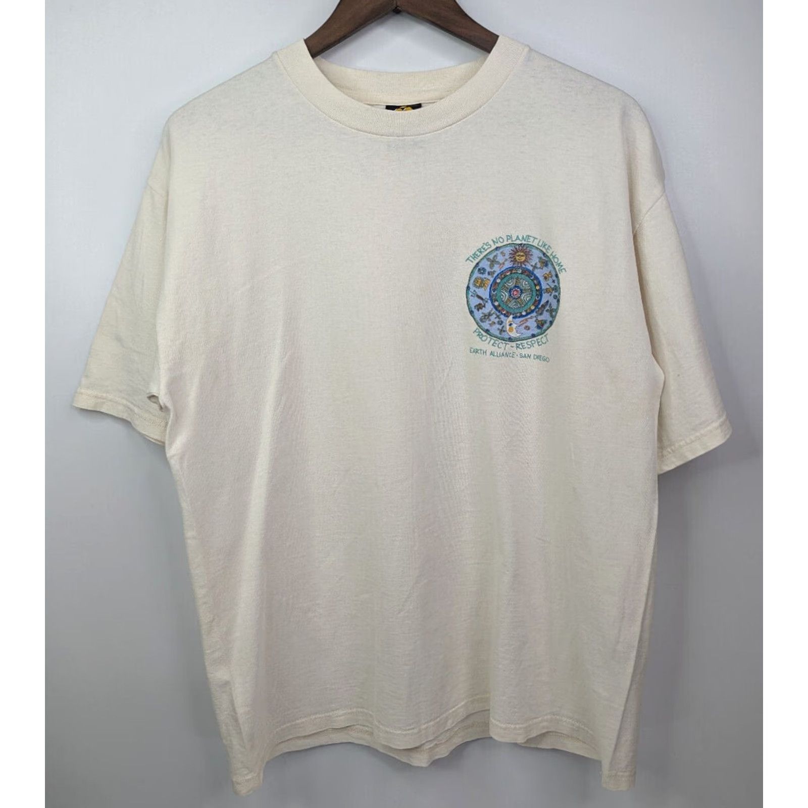 Vintage VINTAGE Earth Alliance San Diego Protect Planet Earth Tee Large H.L. Miller Gold Shirt Mens L Beige 90s Size US L / EU 52-54 / 3 - 3 Thumbnail