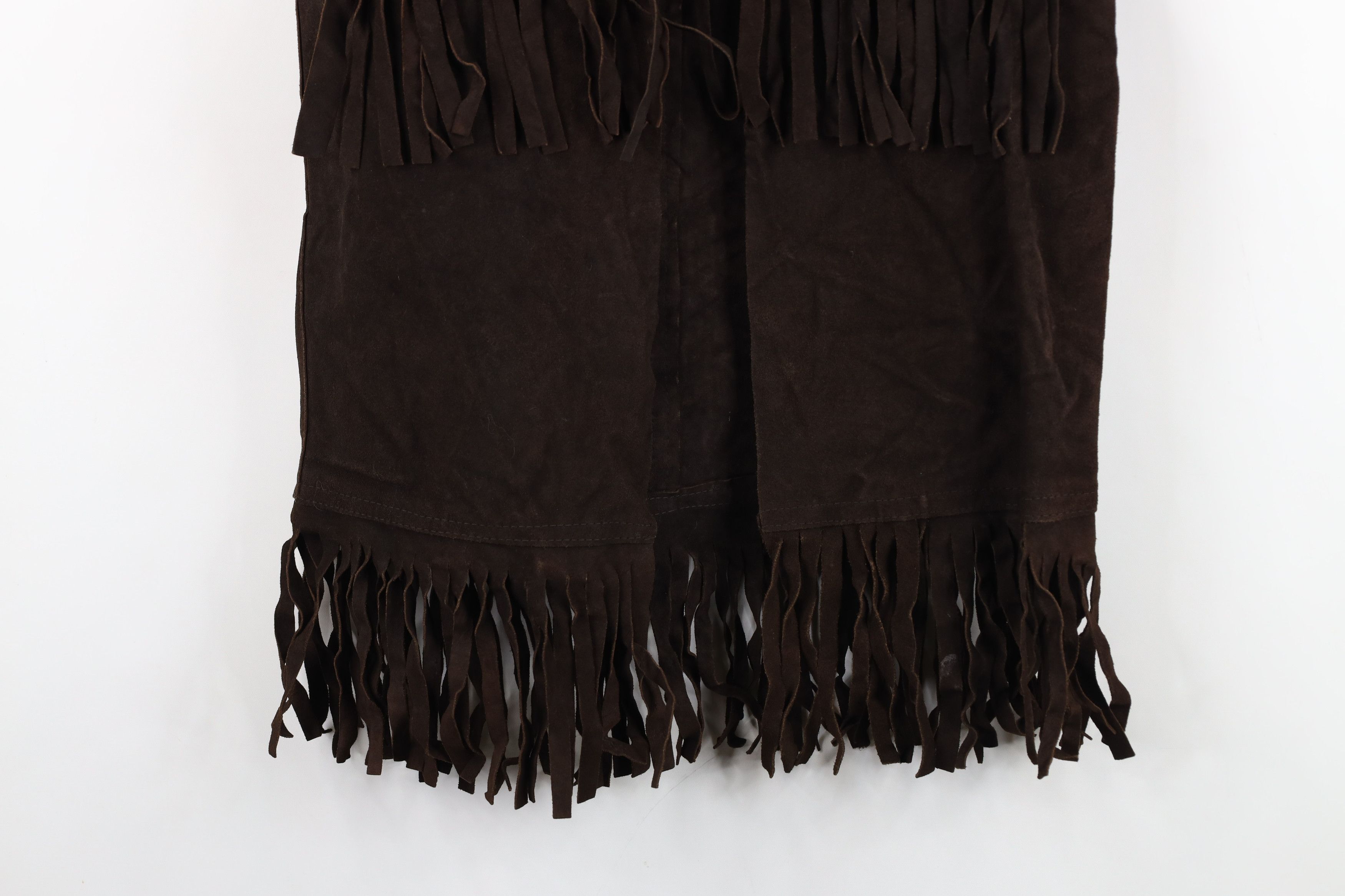Vintage Vintage 60s 70s Boho Chic Fringed Suede Leather Vest USA Size L / US 10 / IT 46 - 3 Thumbnail