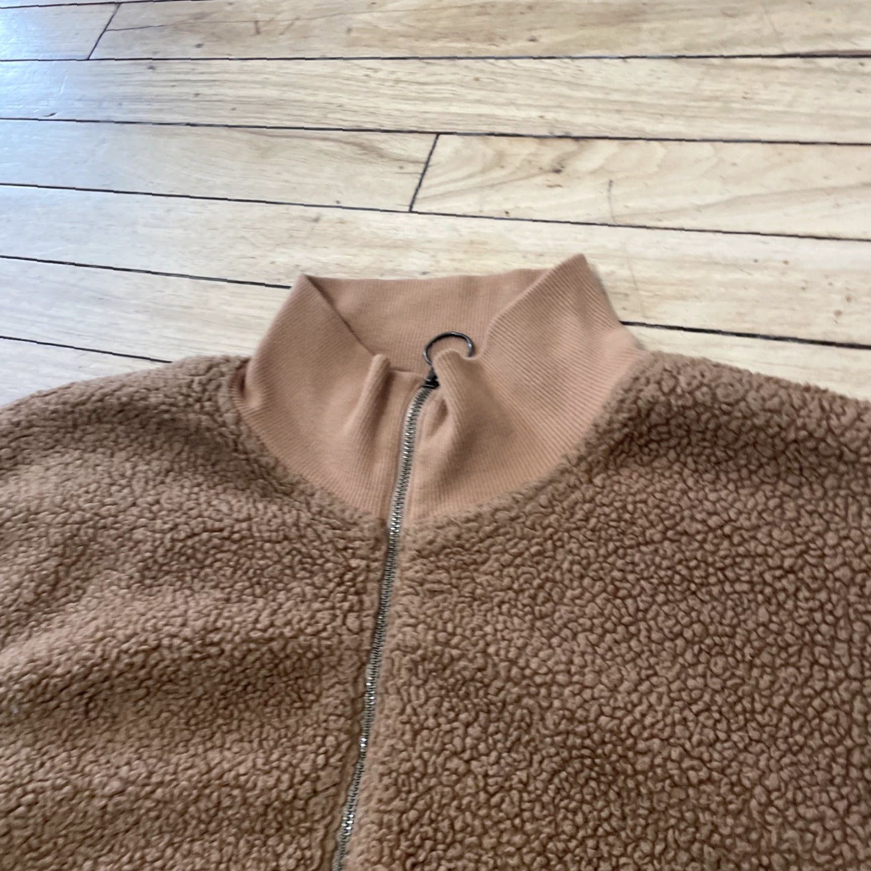 Vintage A.N.A. A New Approach Sherpa Fleece Sweater Women L 1/4 Zip Tan Western Deep Pile Casual Wear PullOver Brown Mock Neck Zipper Long Sleeve Size L / US 10 / IT 46 - 3 Thumbnail
