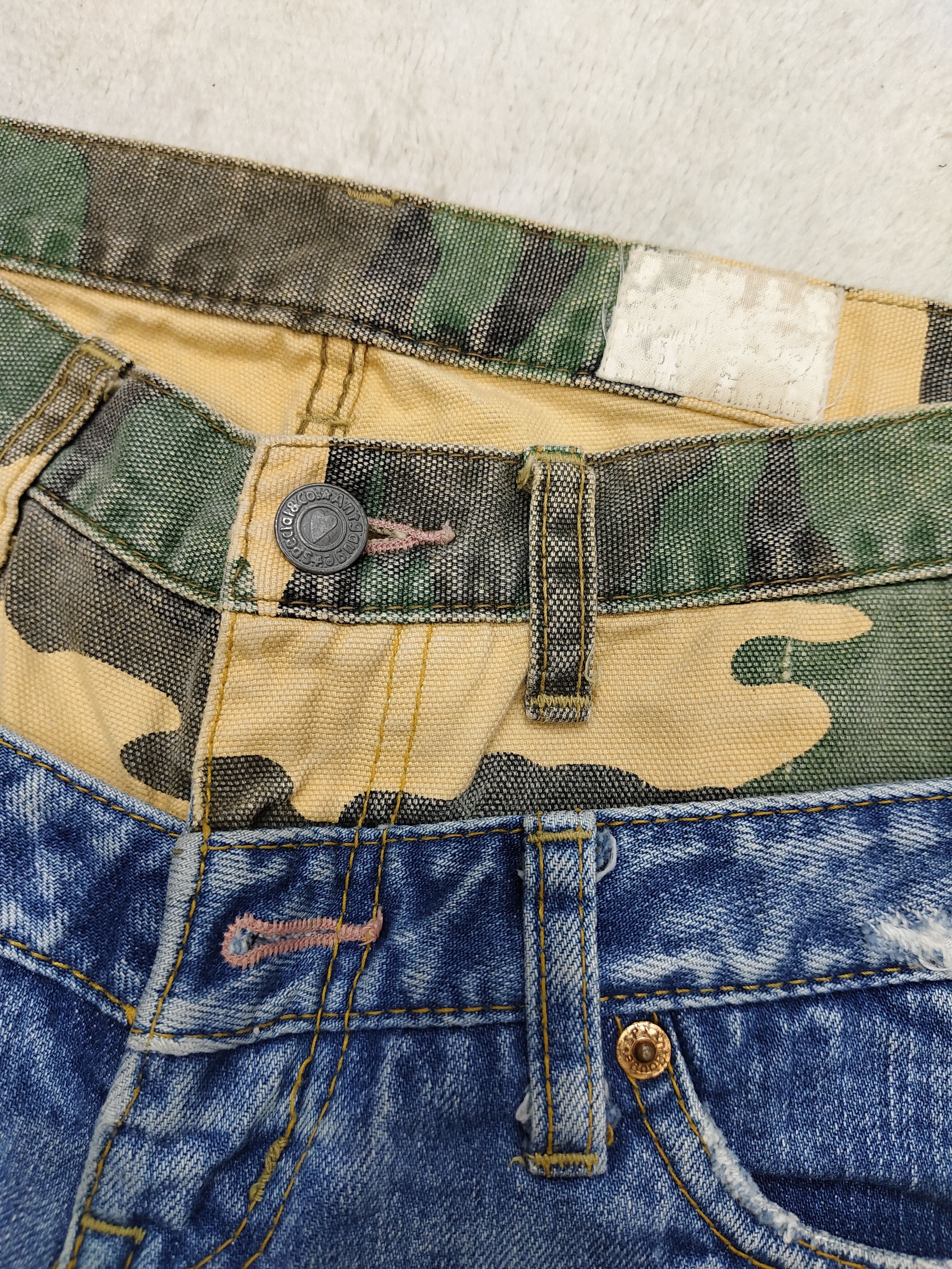 Japanese Brand 🇯🇵Vtg Antgauge🇯🇵Camouflage Pacthwork Ripped Double Waist Size 28" / US 6 / IT 42 - 6 Thumbnail