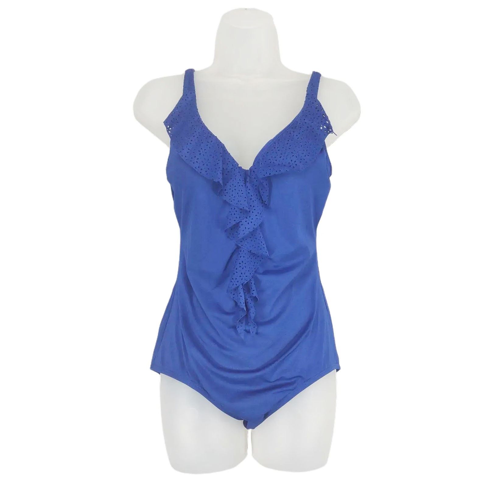 Jantzen Jantzen Women's 6 One-Piece Cobalt Front Ruffles Swimsuit Size S / US 4 / IT 40 - 1 Thumbnail