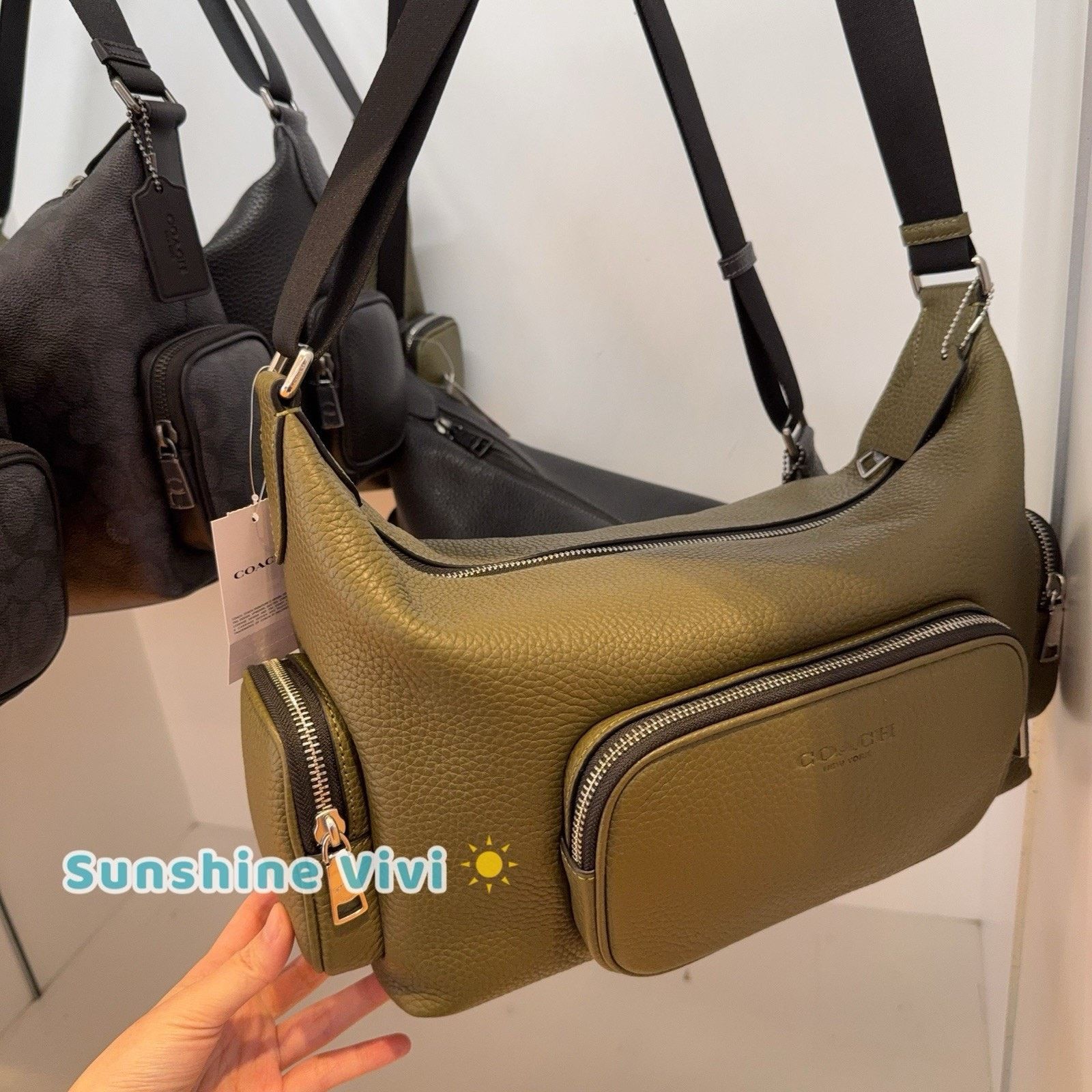 Coach NWT Coach CCG15 Finn Crossbody Bag Pockets Leather Olive Size ONE SIZE - 2 Thumbnail