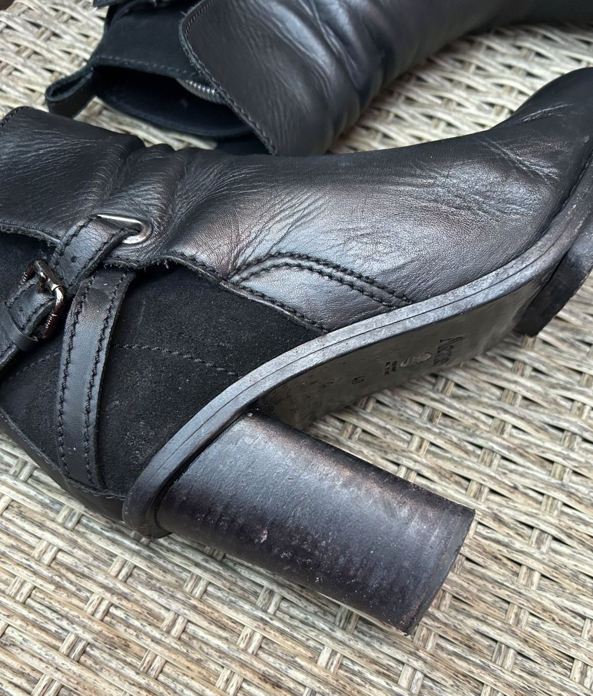 Acne Studios Vintage Acne Black Leather Suede Ankle Boots Block Heel Size US 10 / IT 40 - 11 Thumbnail