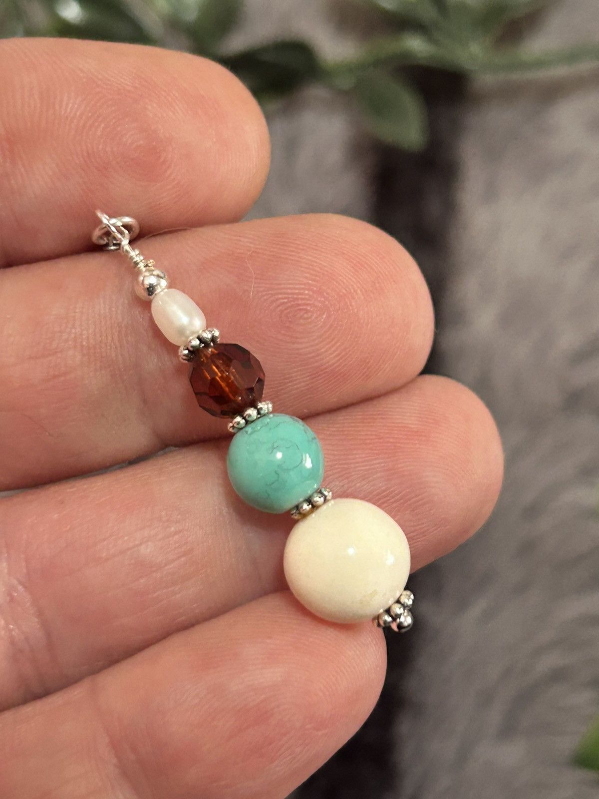 Handmade Handcrafted faux turquoise genuine pearl drop necklace Size ONE SIZE - 1 Thumbnail