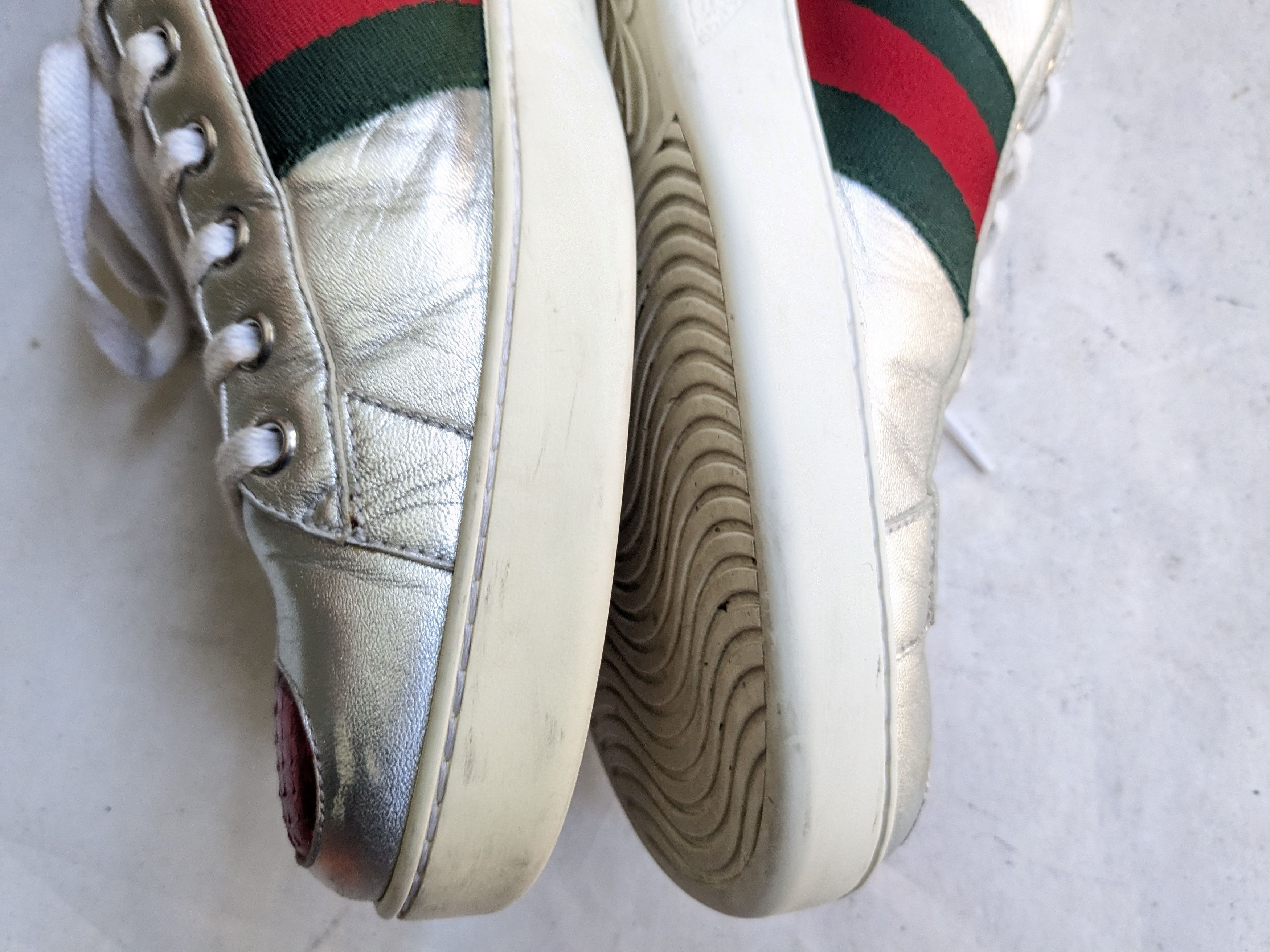 Gucci Gucci Ace Sneakers Silver 11.5 Leather Stars Size US 11.5 / EU 44-45 - 13 Thumbnail