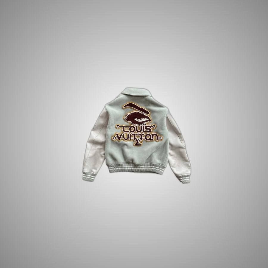 Louis Vuitton LOUIS VUITTON AQUA & WHITE LEATHER VARSITY JACKET Size US XL / EU 56 / 4 - 2 Thumbnail