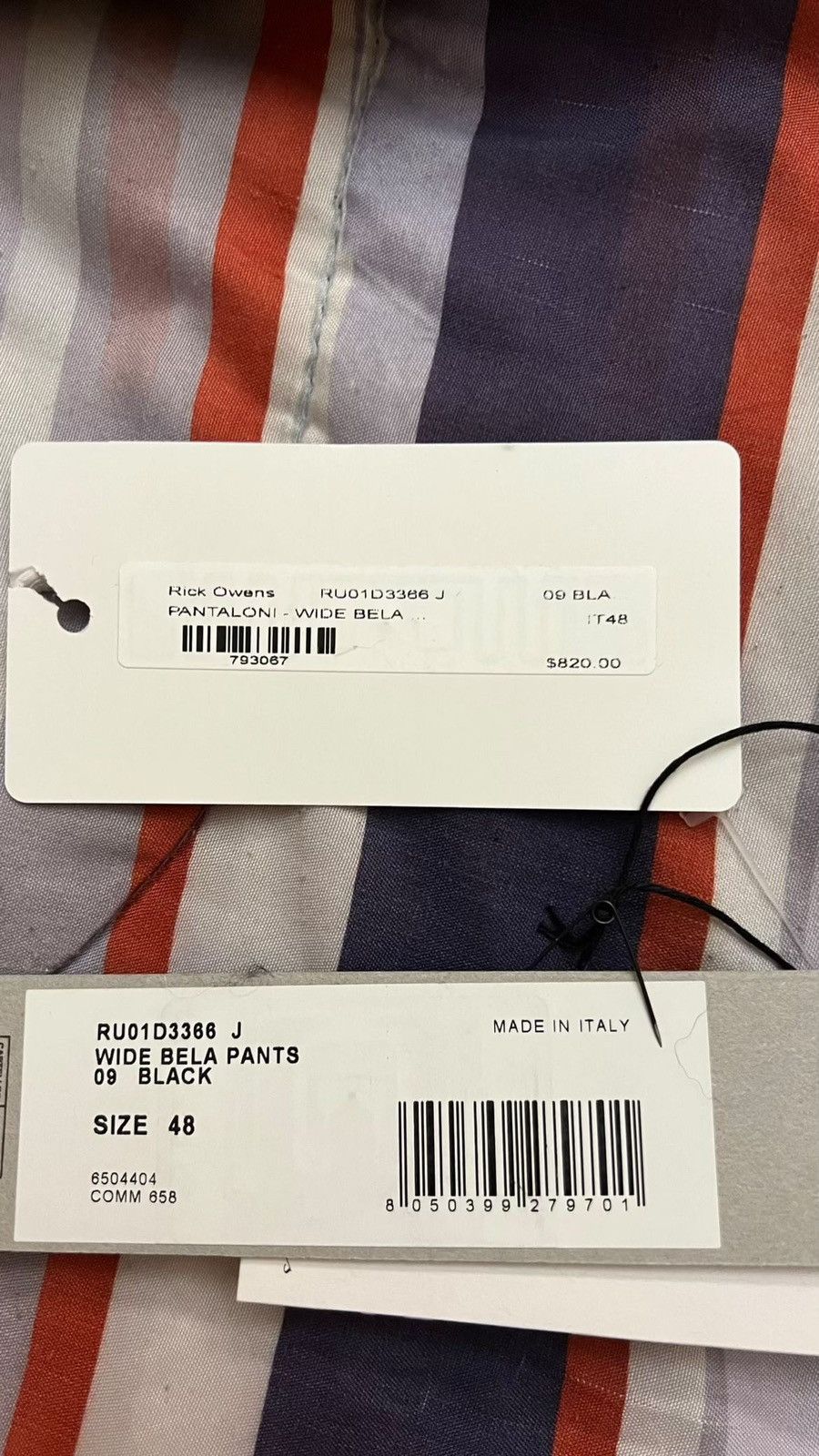 Rick Owens Rick FW24 wide bela pants in black cotton nylon Size US 36 / EU 52 - 1 Thumbnail
