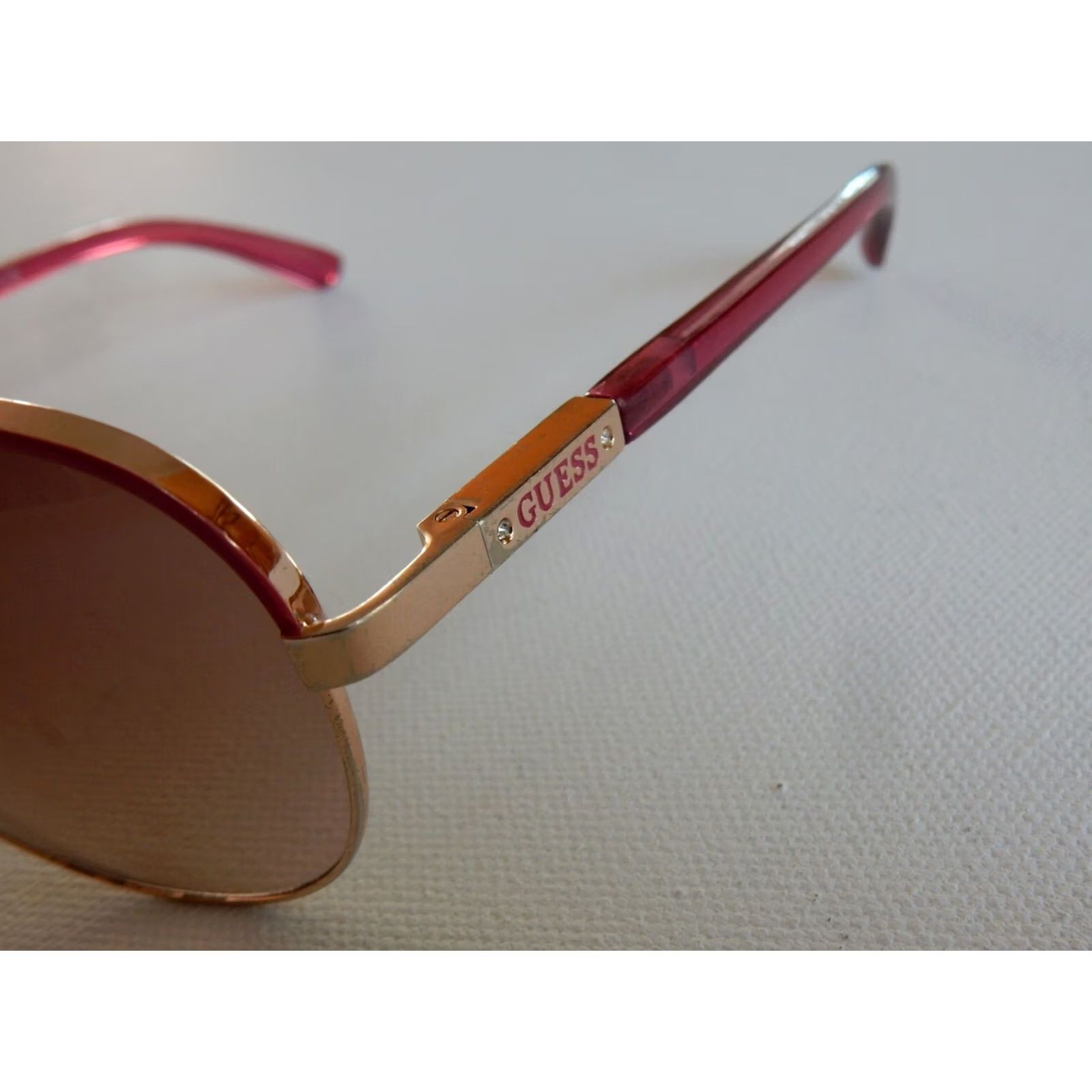 Guess VINTAGE GUESS Sunglasses Aviator Women Pink & Gold UV 60[]14 130 RO-62A Size ONE SIZE - 4 Thumbnail