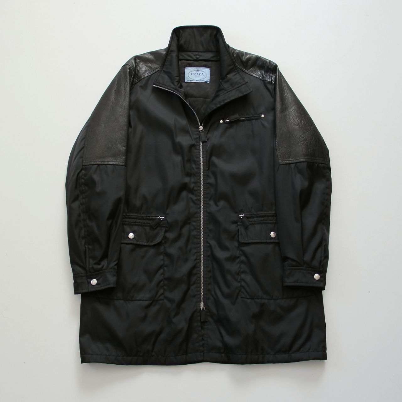 Prada 🔥F/W09 Prada Leather/Nylon Black Overcoat Size US XL / EU 56 / 4 - 13 Thumbnail