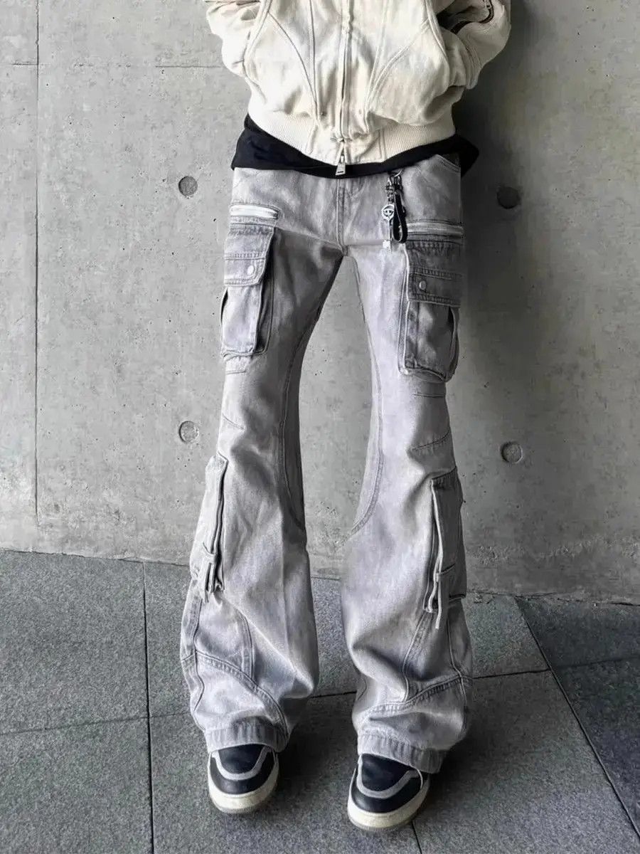 Japanese Brand Loose multi pocket micro flared jeans Size US 32 / EU 48 - 2 Thumbnail