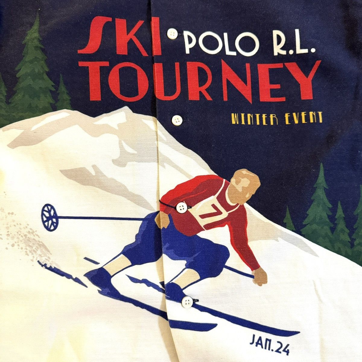 Polo Ralph Lauren Polo Ralph Lauren Classic Fit Ski Print Art Camp Shirt Size US L / EU 52-54 / 3 - 10 Thumbnail