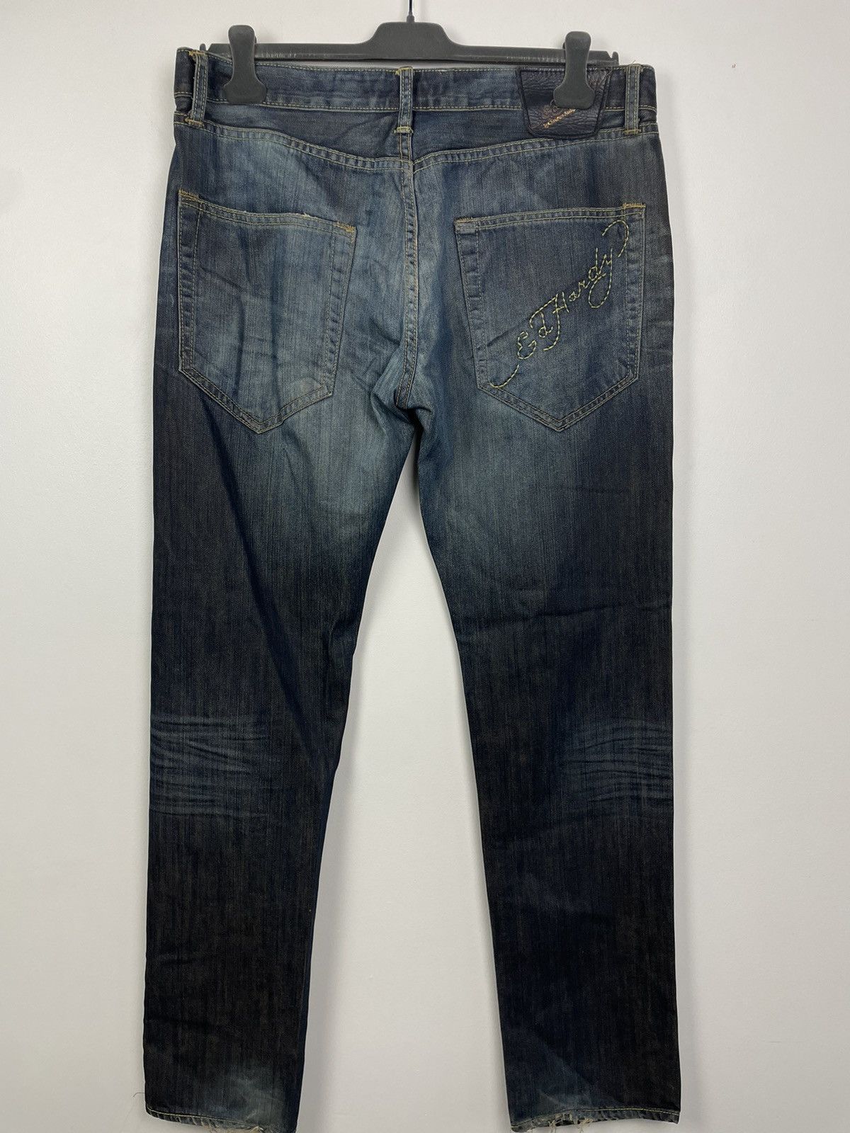 Ed Hardy Y2K Back Pocket Logo Embroidery Mud Wash Jeans Size US 36 / EU 52 - 4 Thumbnail