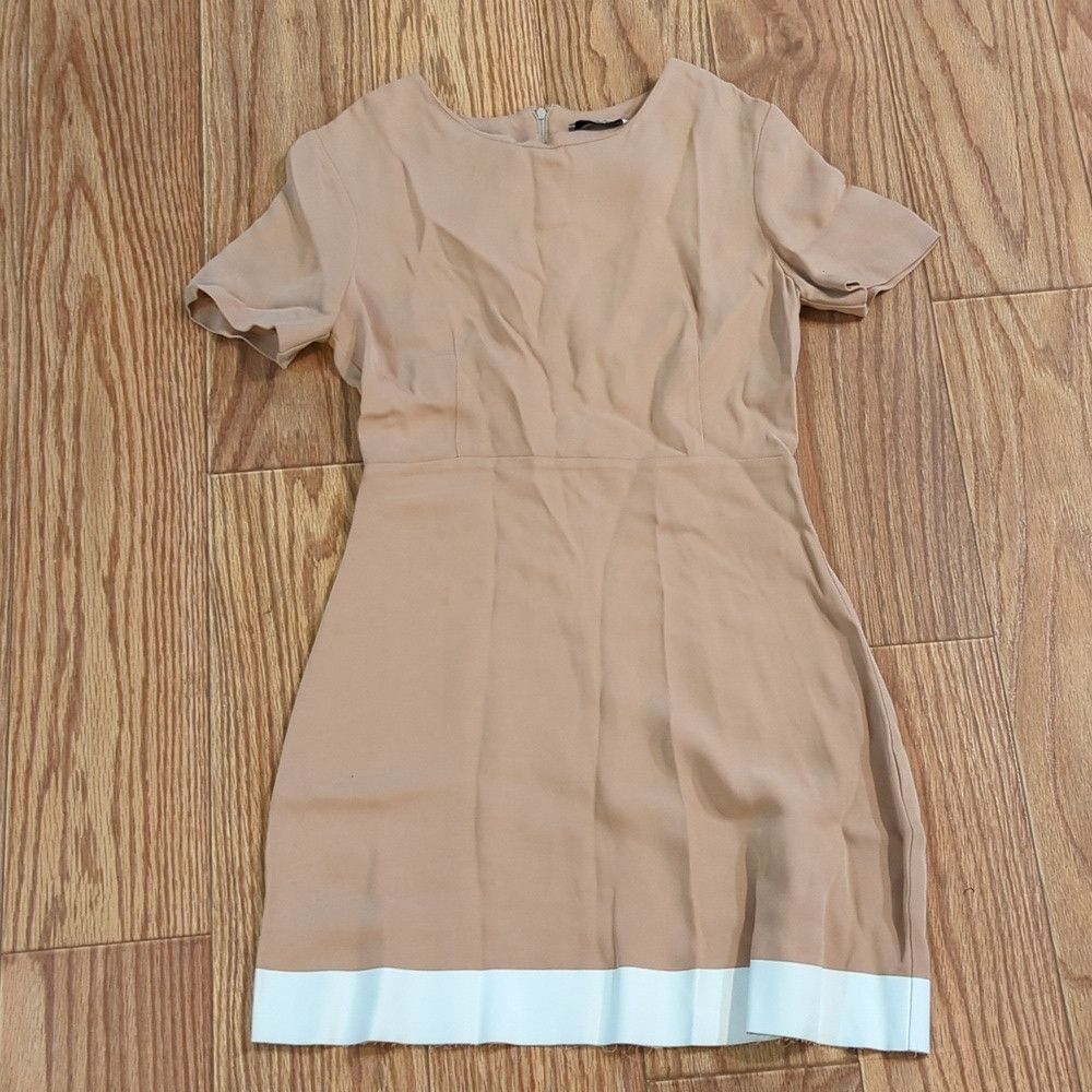 Sandro Sandro tan mini dress w/ small cutout size XS* Size XS / US 0-2 / IT 36-38 - 1 Thumbnail