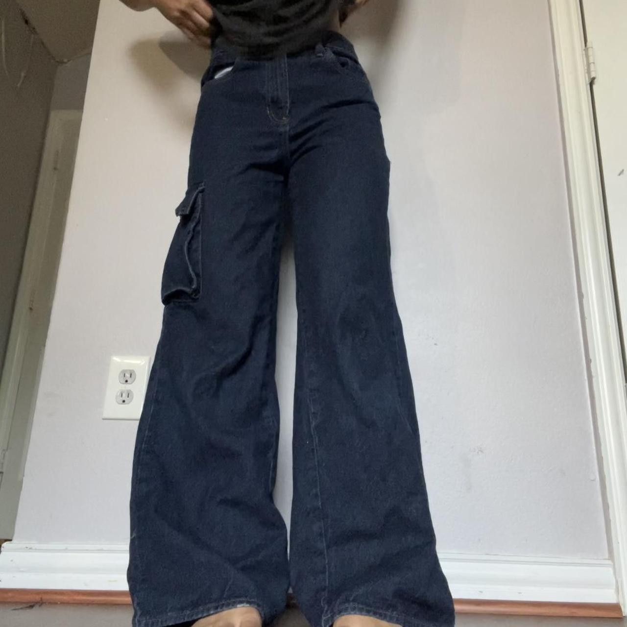 Pacsun pacsun dark wash wide-leg cargo jeans Size 25" / US 0 / IT 36 - 3 Thumbnail