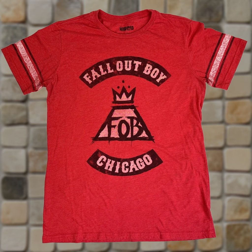 Vintage VINTAGE Manhead Chicago T-Shirt Mens 2015 Fall Out Boy Red M Short Sleeve Crew Neck Logo Print Band Music Size US M / EU 48-50 / 2 - 1 Thumbnail