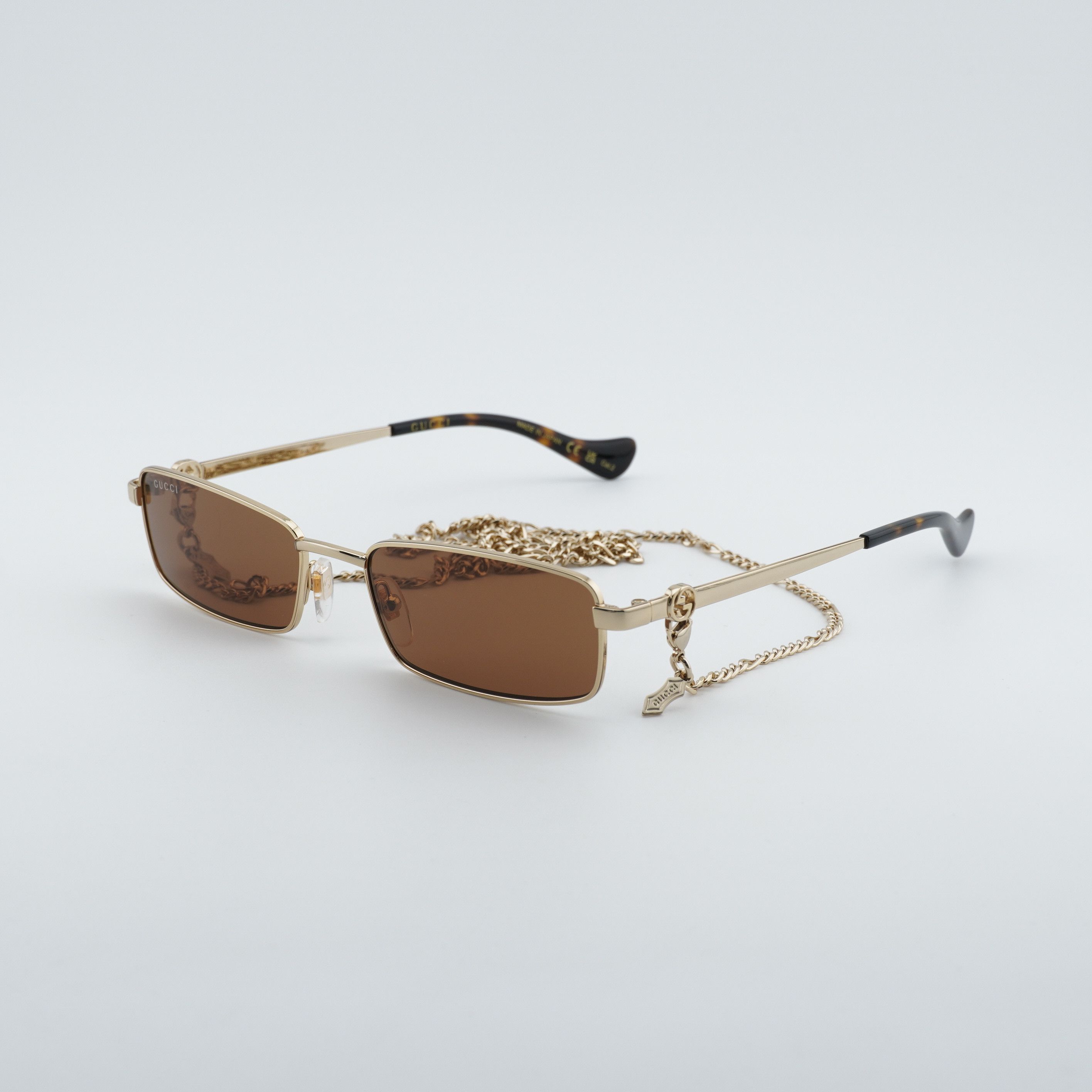 Gucci Gucci GG1600S 002 Women Sunglasses Gold Rectangle Frame Size ONE SIZE - 1 Thumbnail