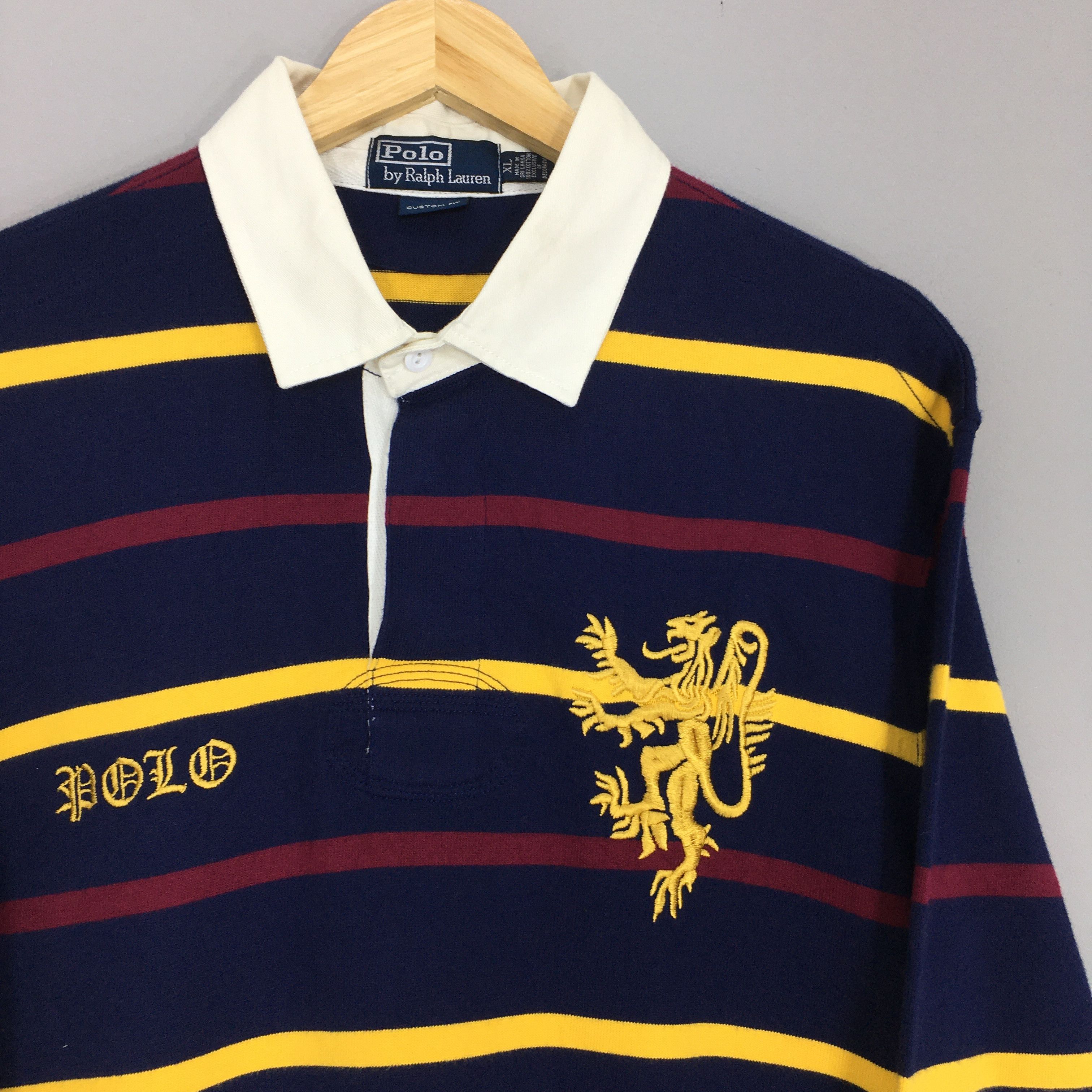 Polo Ralph Lauren Vintage 90s Polo Ralph Lauren Striped Rugby Shirt XLarge Size US XL / EU 56 / 4 - 2 Thumbnail