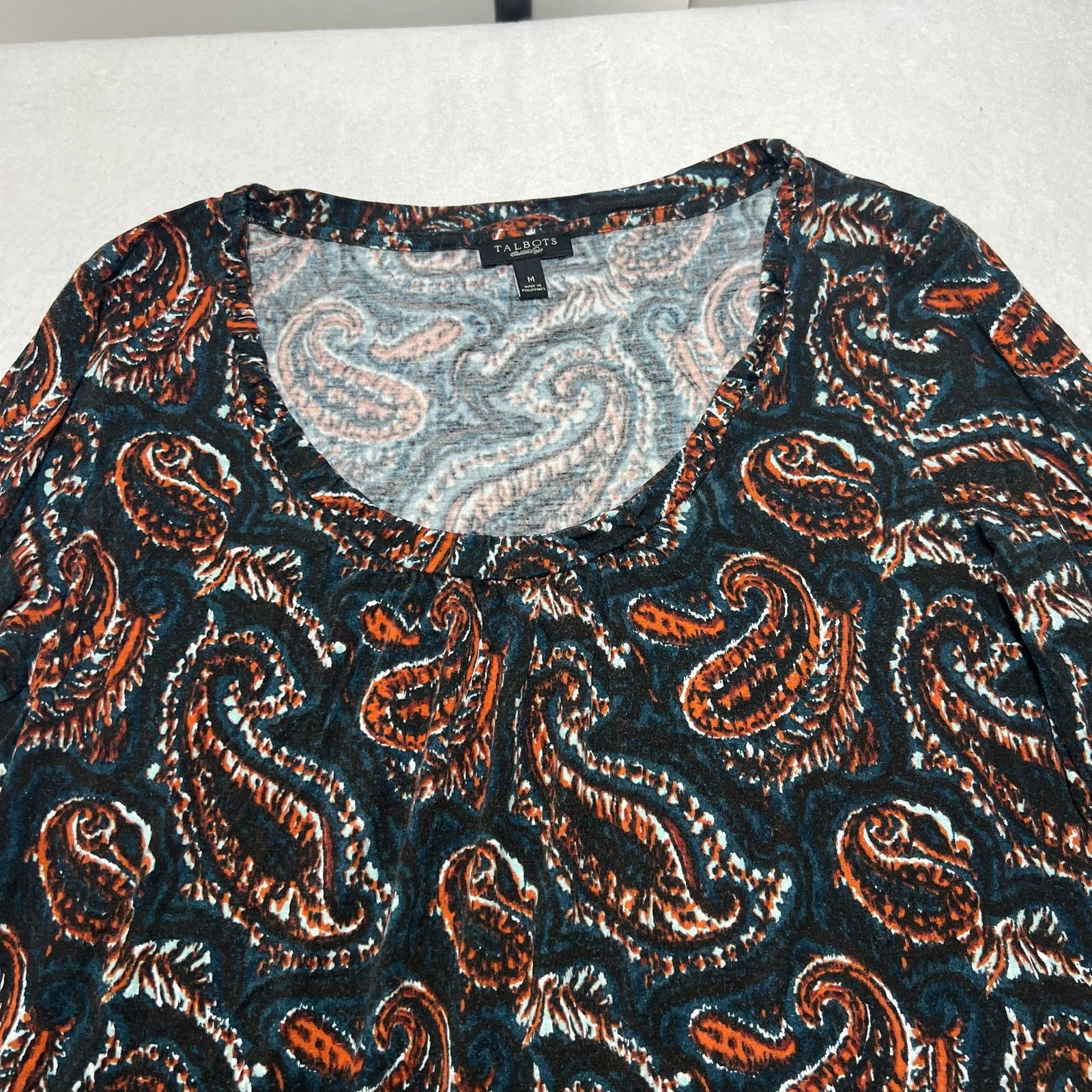 Other Talbots Long Sleeve Paisley Patterned Pullover T Shirt Top Size M / US 6-8 / IT 42-44 - 2 Thumbnail