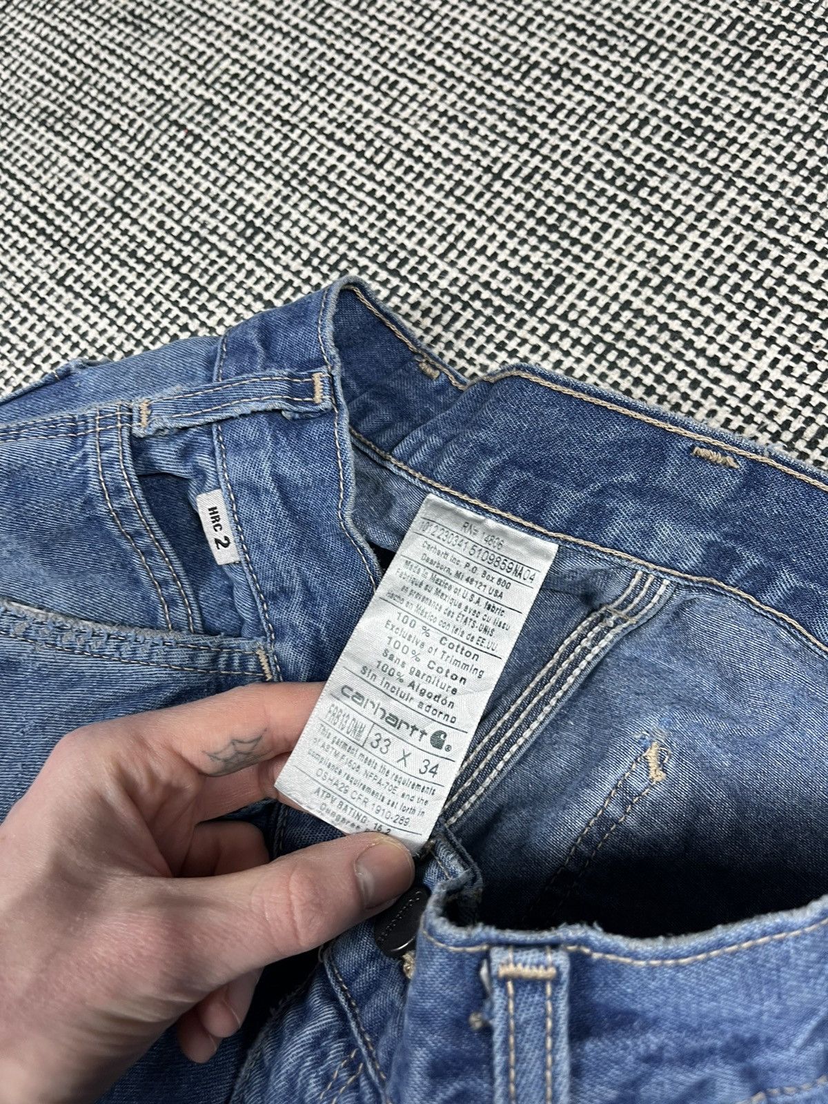 Carhartt × Vintage Light blue distressed baggy carhartt carpenter flame resist Size US 30 / EU 46 - 10 Thumbnail