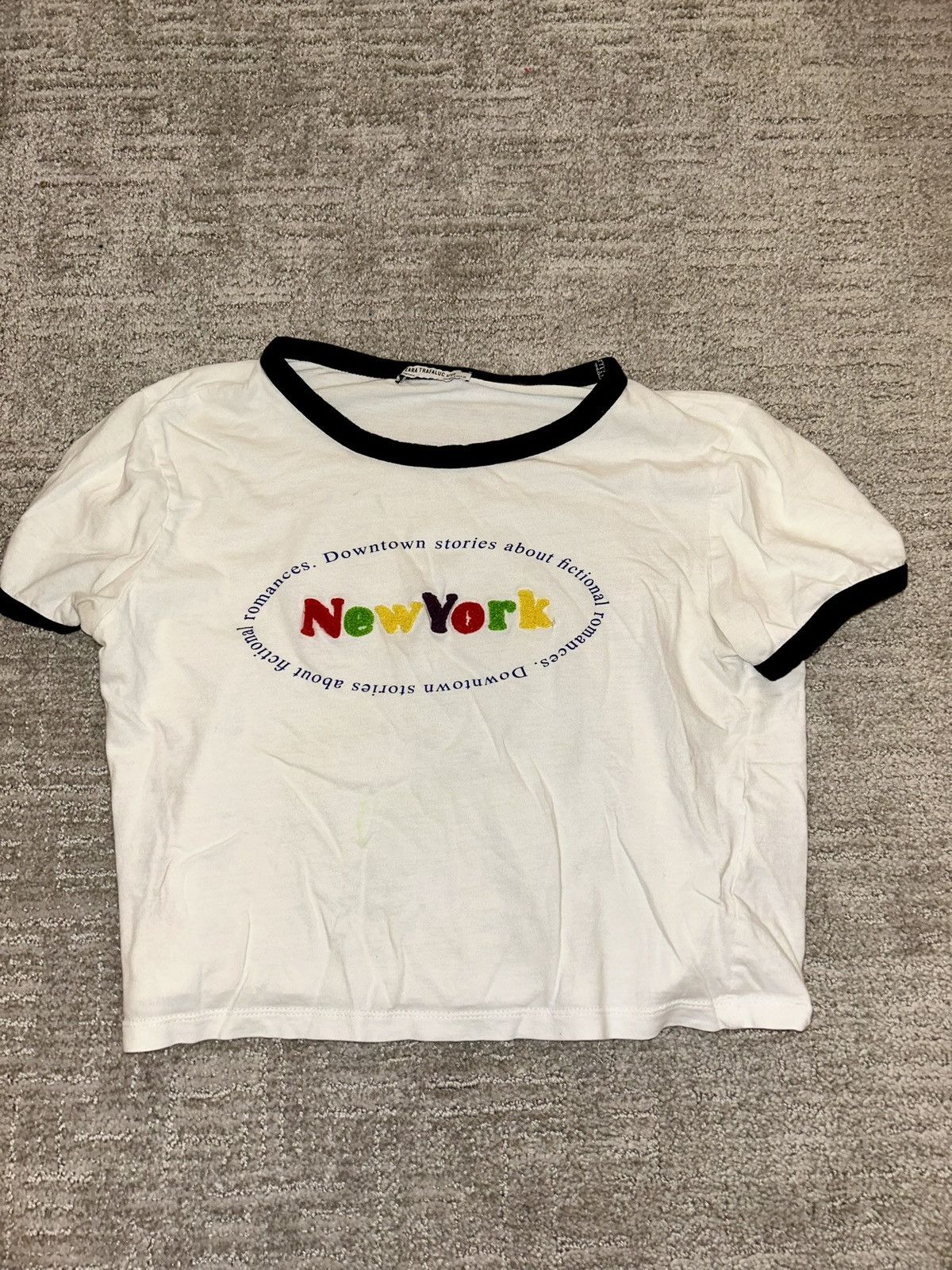 Zara Zara white and black cropped short sleeve tee Size S / US 4 / IT 40 - 2 Thumbnail