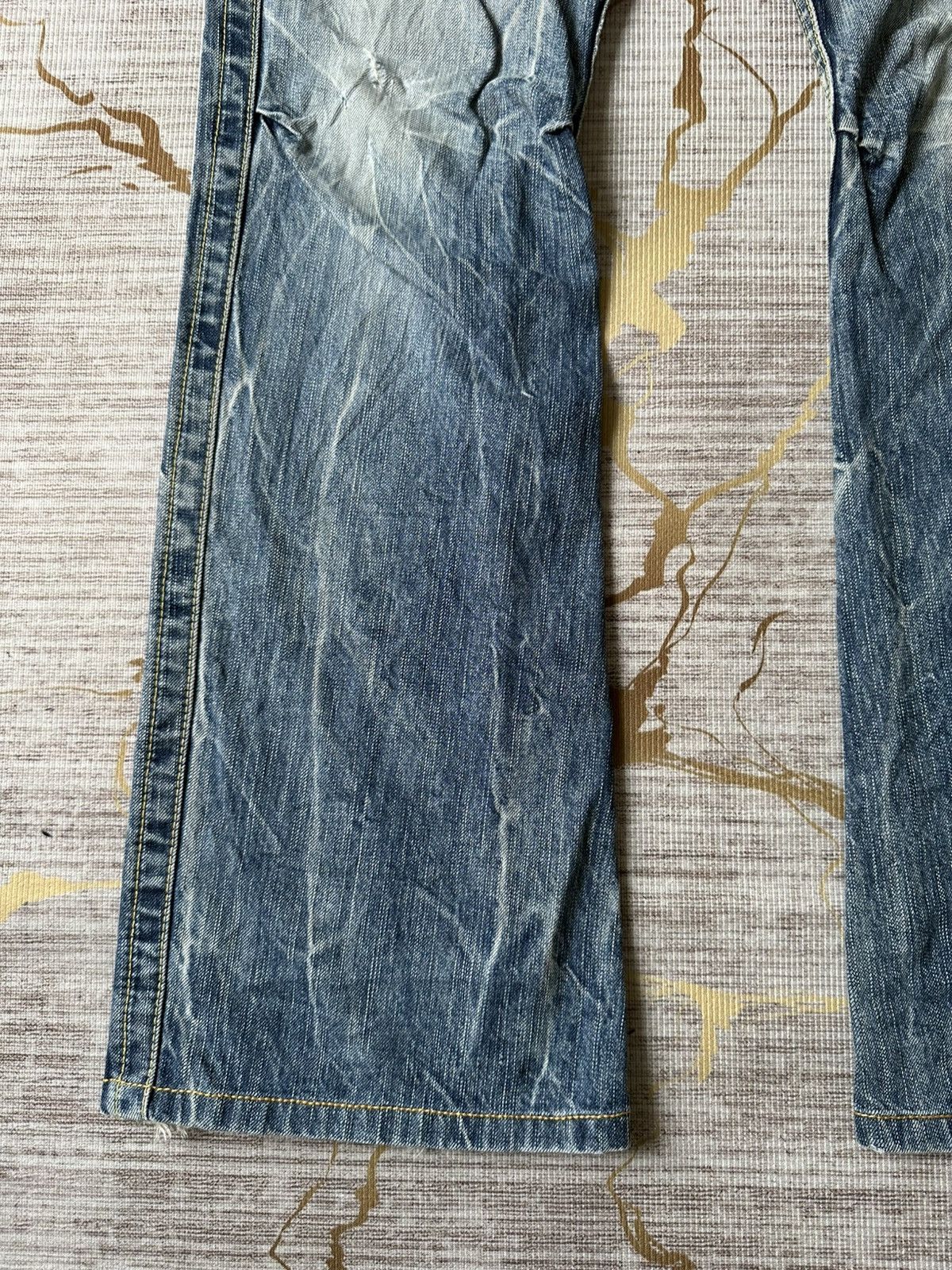 Japanese Brand FLARE Blue Way Japan Claw Marks Distressed Design Denim Size US 30 / EU 46 - 6 Thumbnail