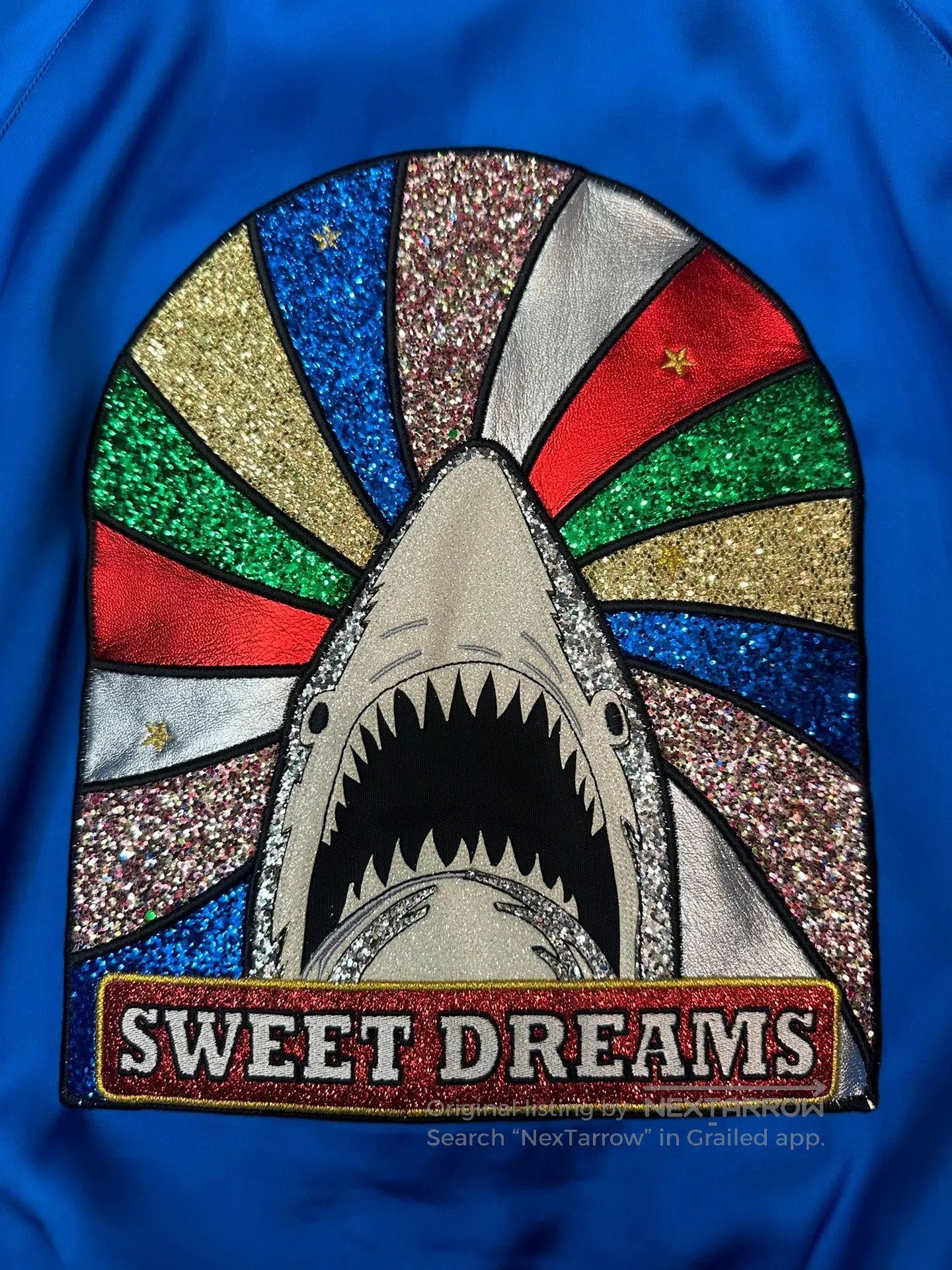 Saint Laurent Paris Saint Laurent Blue Satin Shark Bomber Jacket. Size US S / EU 44-46 / 1 - 2 Thumbnail