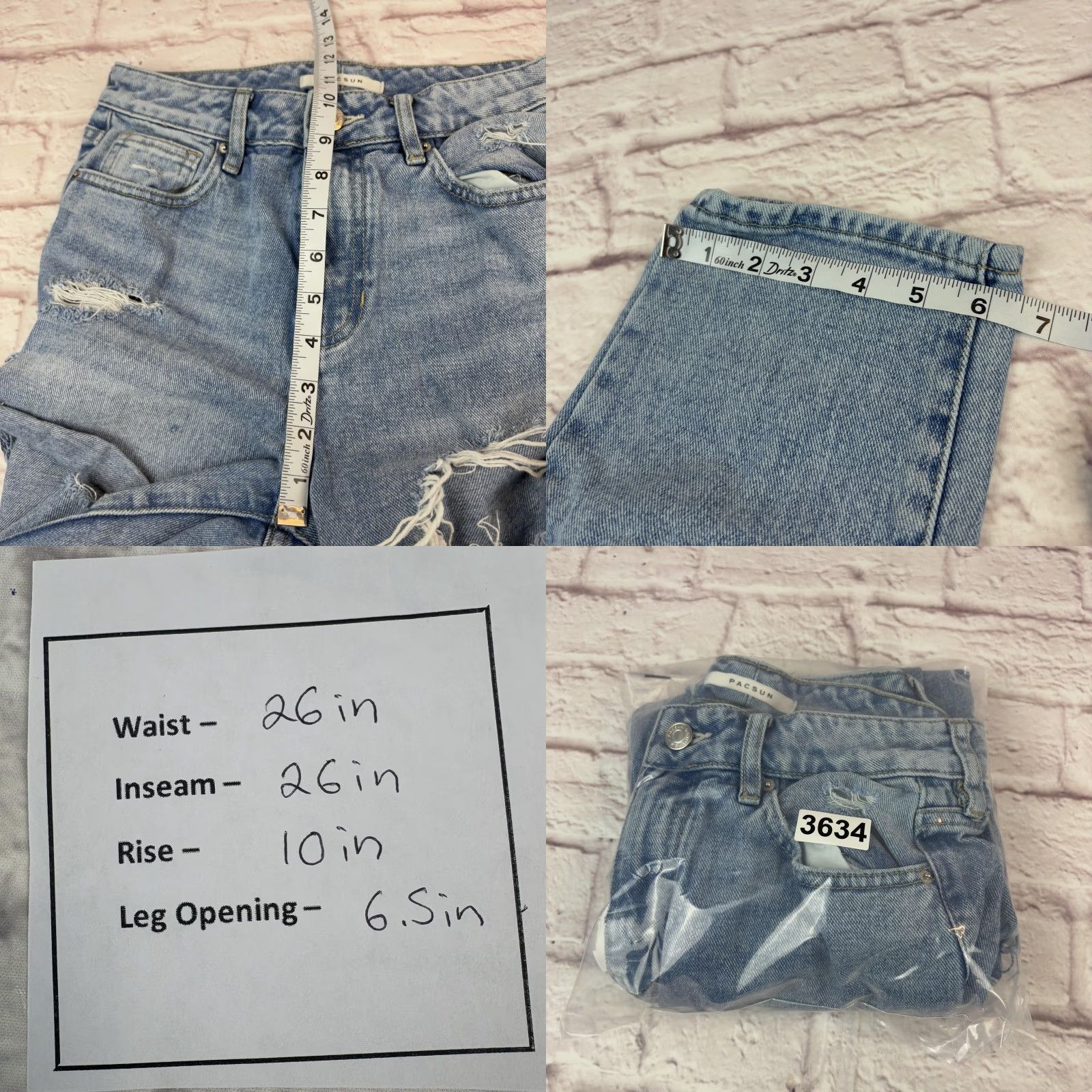 Pacsun VINTAGE? No, actually not vintage. PacSun Jeans Womens 25 Blue Mom Jean Distressed Ripped High Rise 26x26 Size 42" / US 20 - 9 Thumbnail
