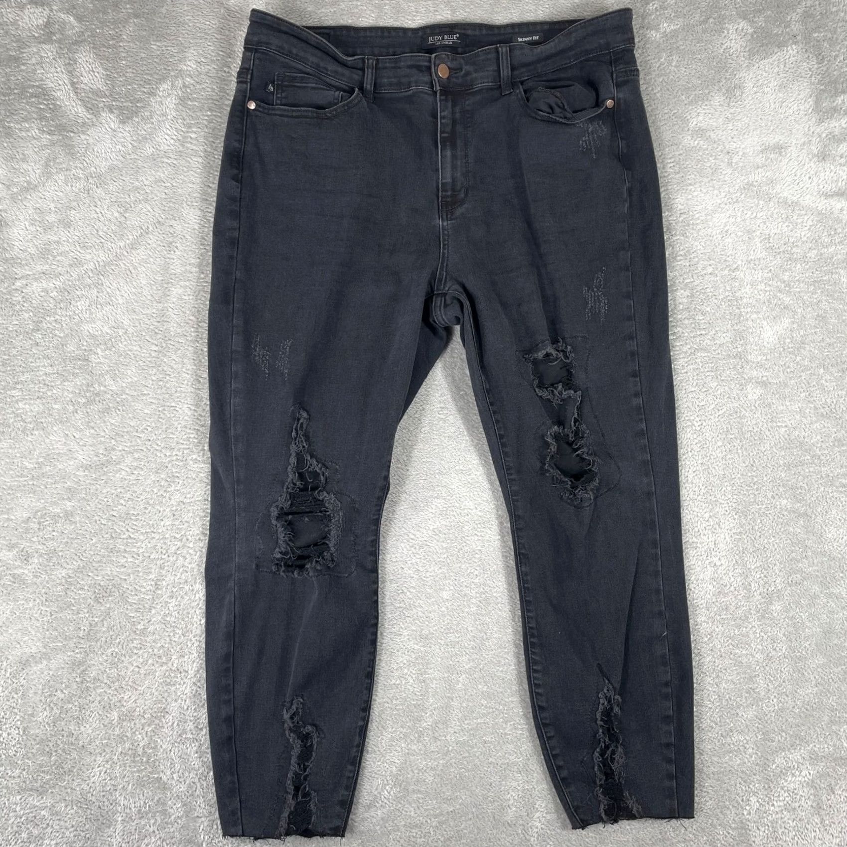 Vintage Judy Blue Jeans Womens 18W Plus Black Distressed Stretch Skinny Size 40" / US 18 - 2 Thumbnail