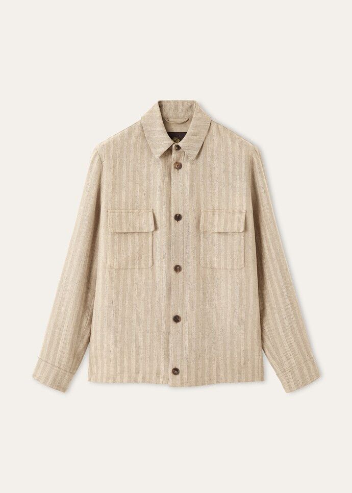 Loro Piana os11x0326 FAR0892 Nimar Overshirt Natural & Tundra Stripe Size US L / EU 52-54 / 3 - 1 Thumbnail